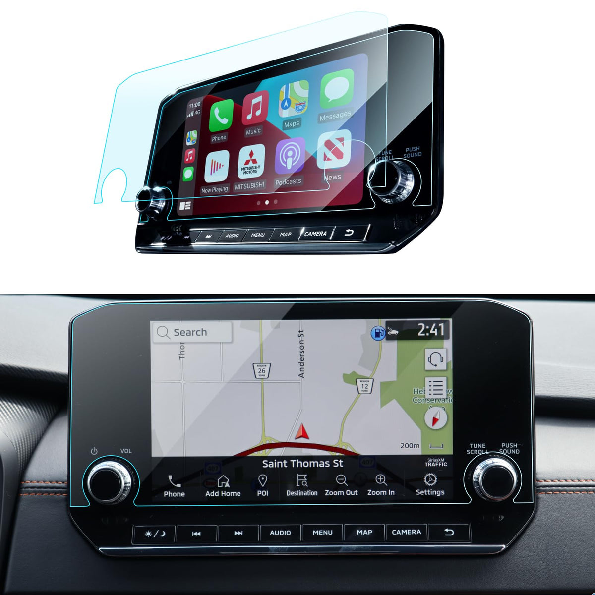 Lantu 2Pcs Ar Screen Protector For 2022 2023 2024 Mitsubishi Outlander Accessories Navigation Touchscreen Protector Film Accesso
