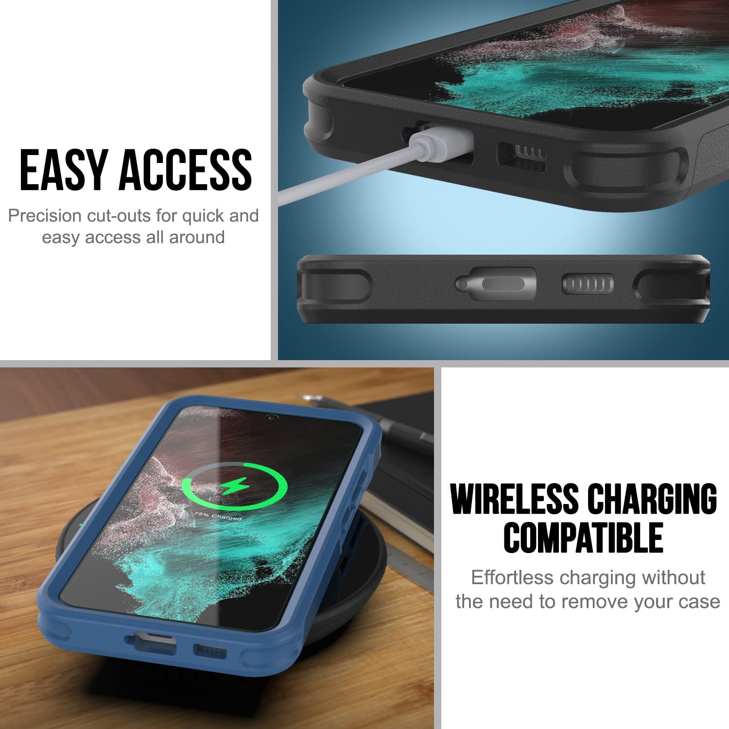 Punkcase Galaxy S22 Case [Spartan 2.0] Clear Rugged Heavy Duty Cover | Ultra Slim Military Grade Protection W/Raised Bezel Desig