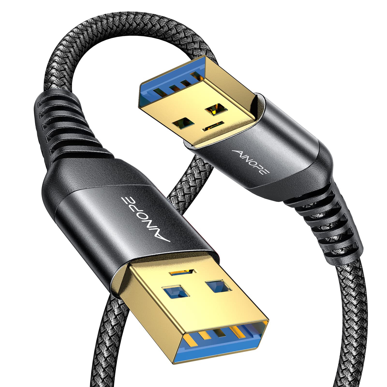 Ainope Usb 3.0 A To A Male Cable 6.6Ft+6.6Ft, [Never Rupture] Usb Male To Male Cable Double End Usb Cord Compatible With Hard Dr