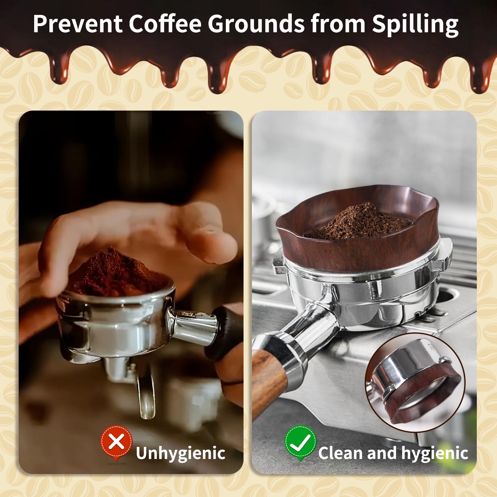 Wdt Tool Espresso Distribution Tools   5  0.4Mm Needles Espresso Stirrer, 58Mm Dosing Funnel And Puck Screen With Wooden Base |