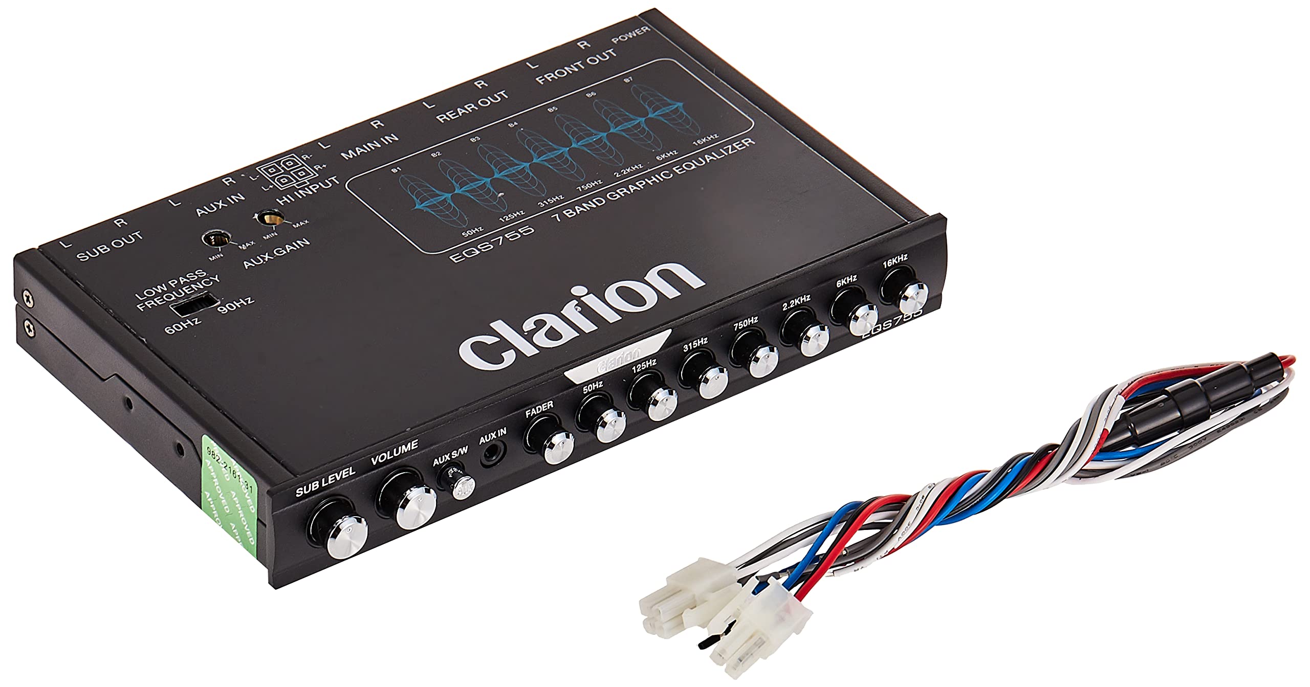 Clarion Eqs755 7 Band Car Audio Graphic Equalizer With Front 3.5Mm Auxiliary Input, Rear Rca Auxiliary Input And High Level Spea