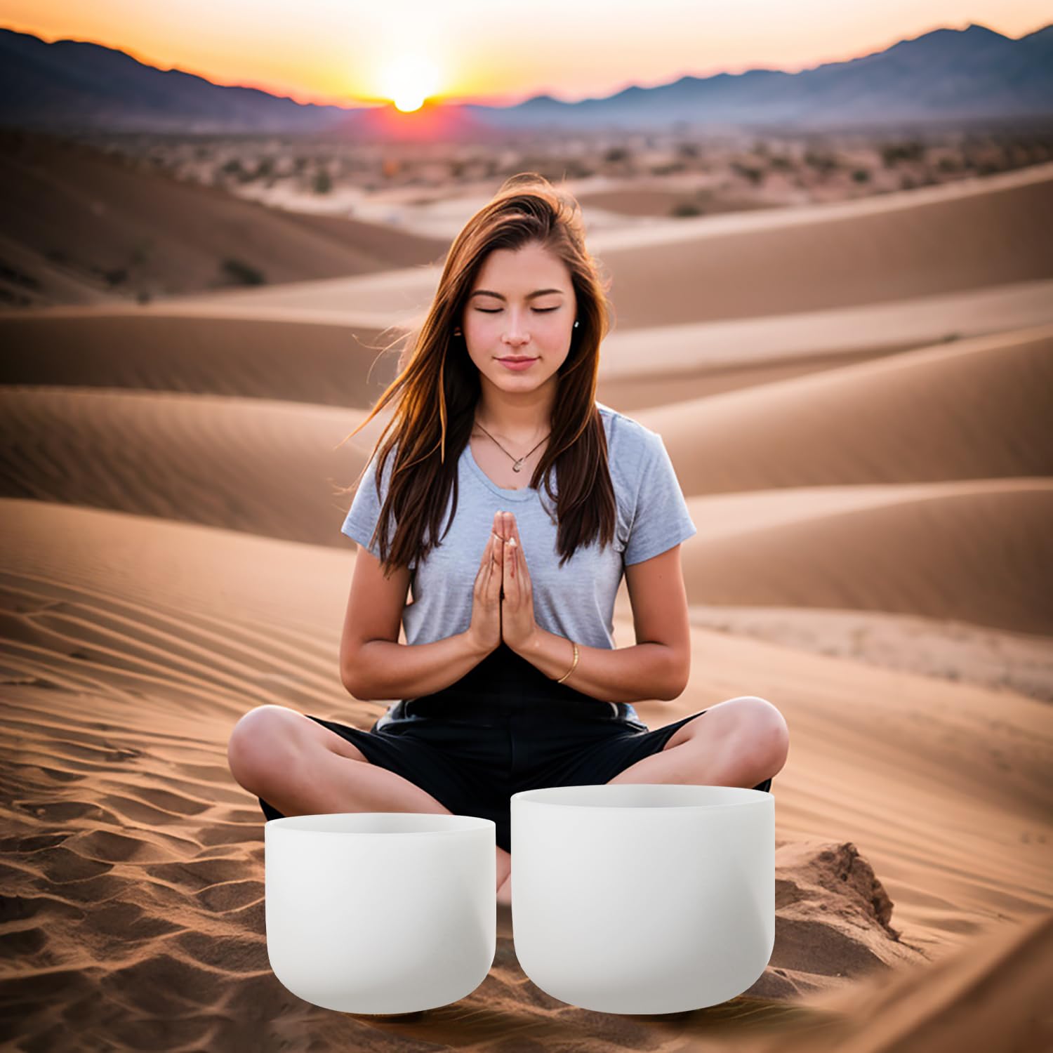 Lycrystal Couple Of 2 Pcs Crystal Singing Bowl Set, 8'' F Note Heart Chakra And 10'' C Note Root Chakra, Sound Bowl Meditation S