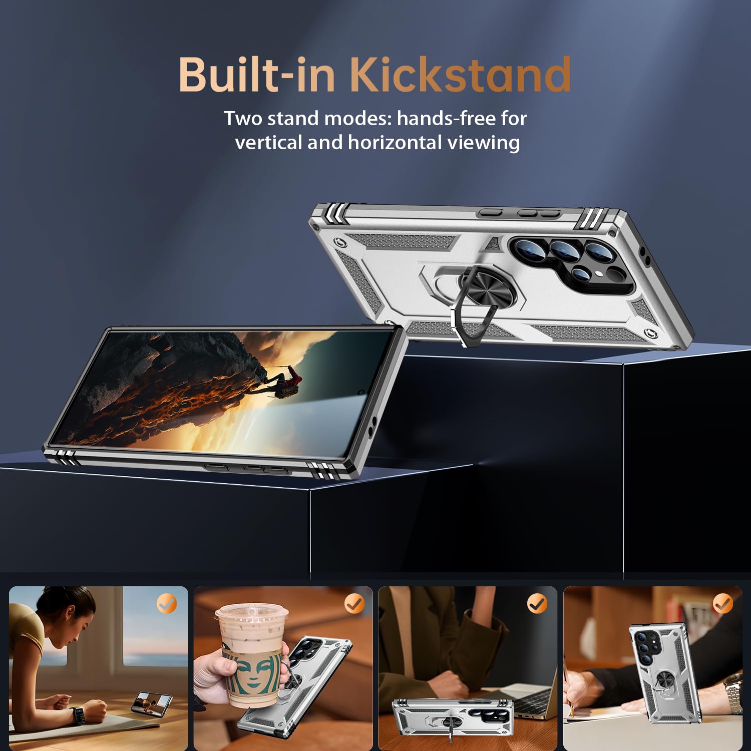 Ikazz For Galaxy S25 Ultra Case,Military Grade Shockproof Heavy Duty Protective Phone Cover Pass 16Ft Drop Test With Magnetic Ki