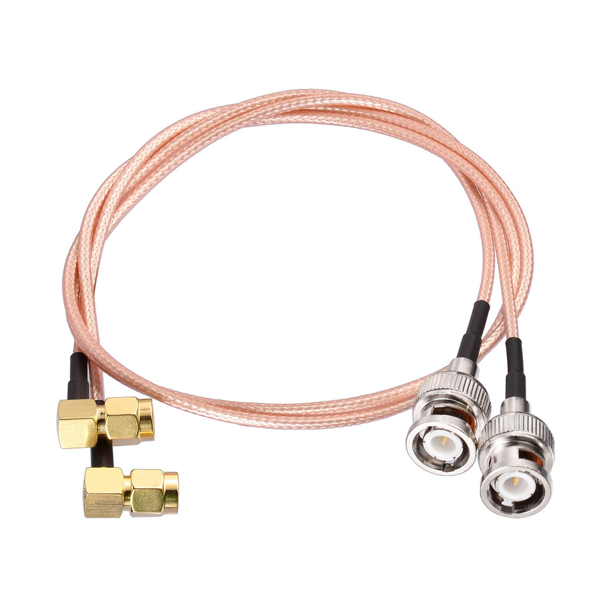 SUPERBAT SMA to BNC Cable Pigtail，SMA Male Right Angle to BNC Male Adapter Using RG316 Jumper RF Coaxial Cable, 20Inch 2Pcs