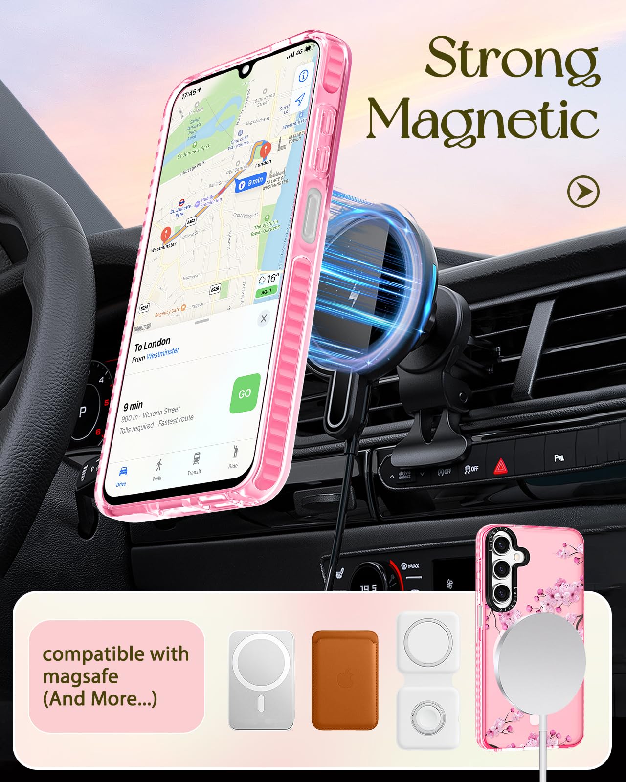 Lotadilo Cute Case For Samsung Galaxy A16 For Women Girls - Funny Peach Blossom Design Compatible With Magsafe Magnetic Ring Hol