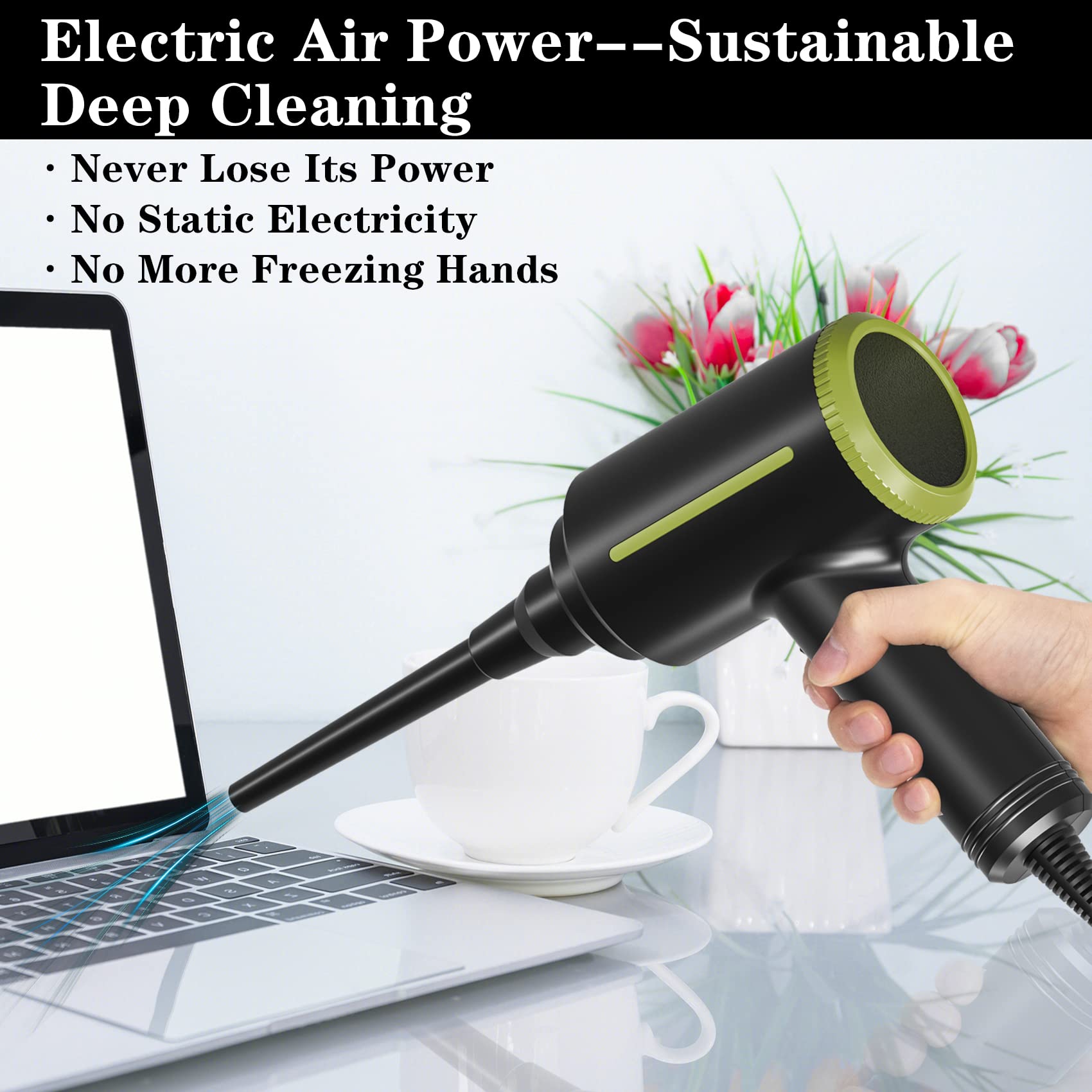 Atengeus Electric Air Duster - 2 Speed, 40000Rpm Air Blower & Pump, Reusable For Computer Keyboard, Dust, Hairs