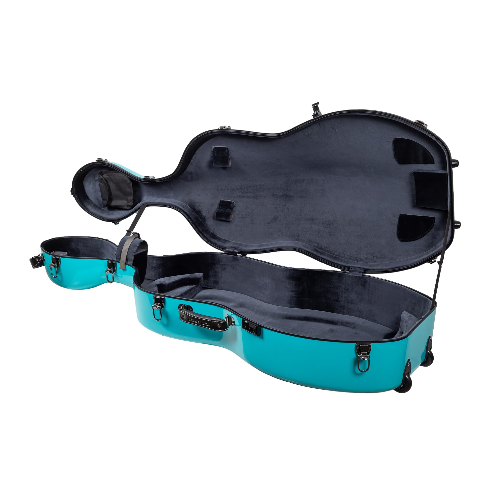 Crossrock Fiberglass Case For 4/4 Full Size Cello With Wheels & Removable Shoulder Straps Mint Blue (Crf1020Cefmb)