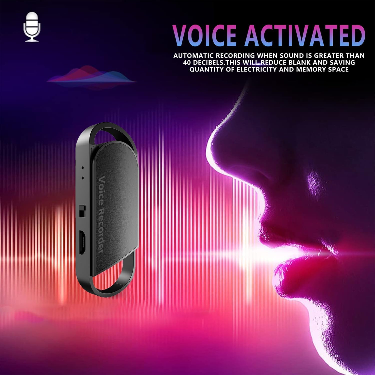 128Gb Voice Recordervoice Activated Recorder, Voice Recorder With Ai Intelligent Triple Noise Reduction, Recording Device750 Hou