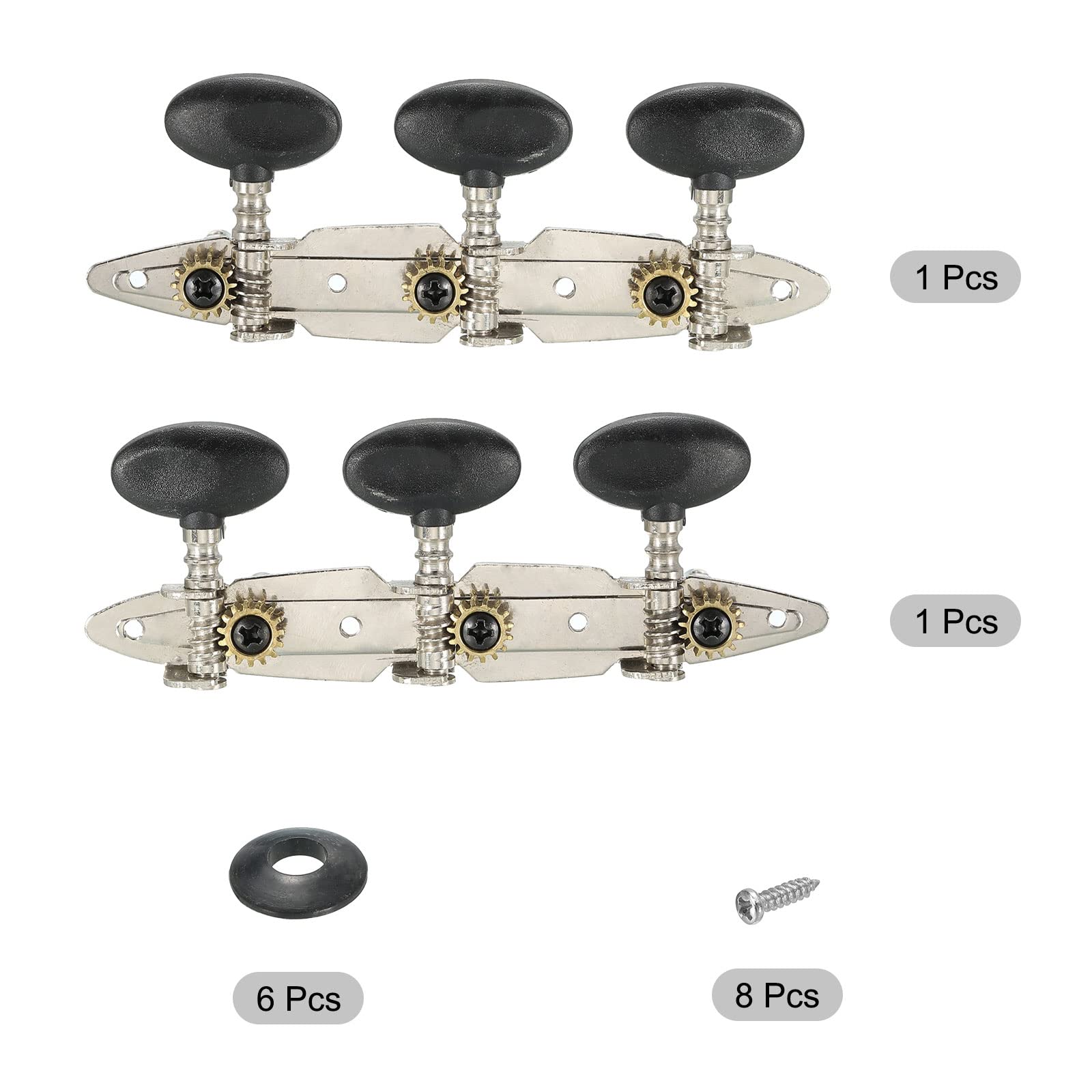Patikil Guitar Tuners Machine Heads 3+3 Set Tuning Keys String Pegs For Classical Guitar Black Button