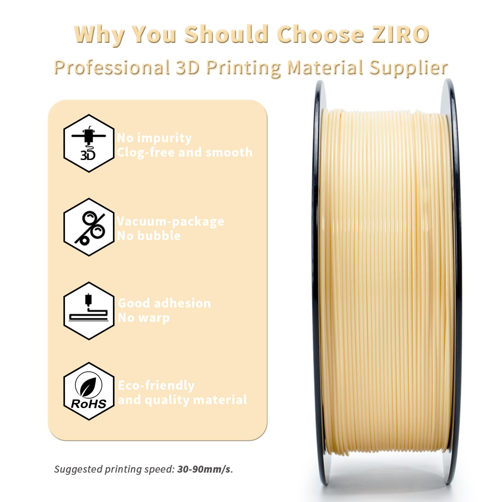 Ziro Pla Filament 1.75Mm,3D Printer Filament Pla Pro Basic Color Series, 1.75Mm 1Kg Spool, Dimensional Accuracy +/- 0.03Mm, Skin