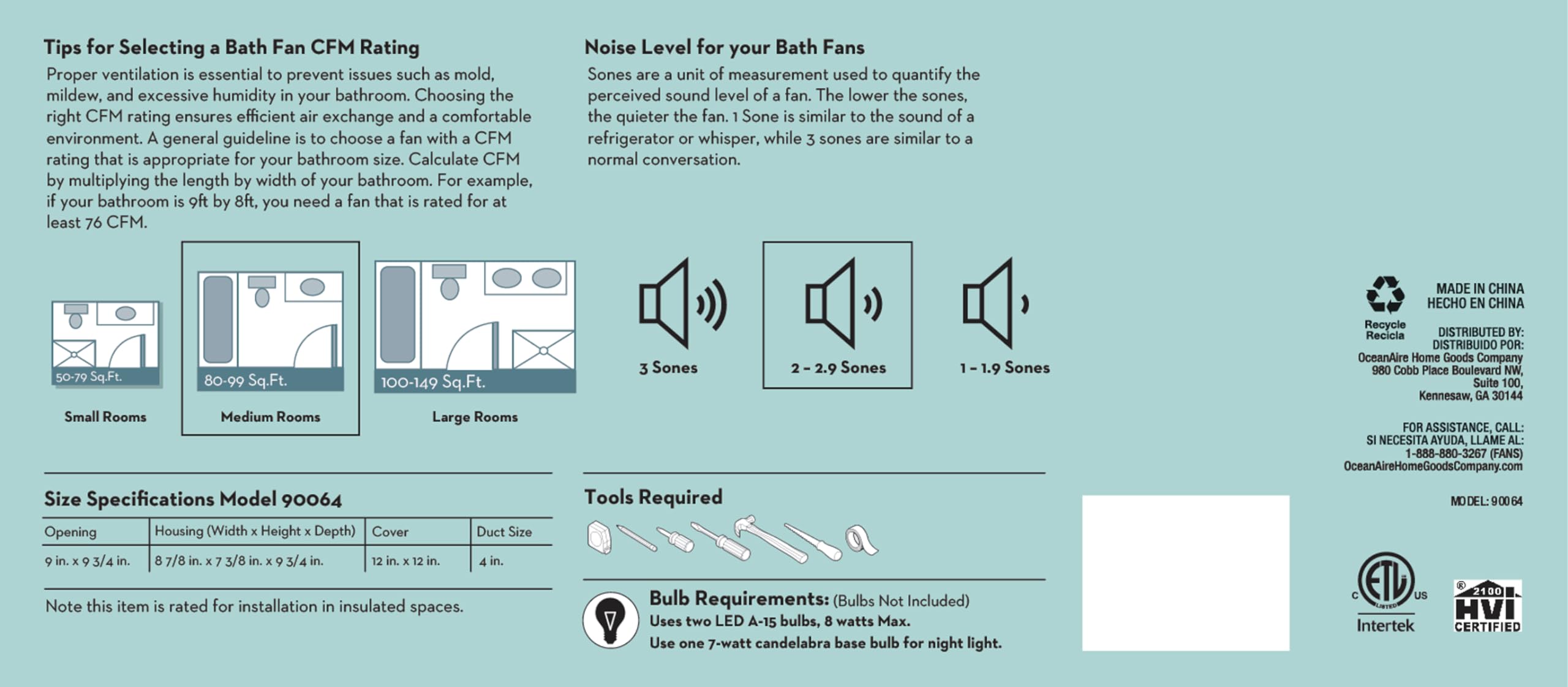 Good Housekeeping 90064 Buckingham Decorative Bathroom Ventilation Exhaust Fan With Light And Nightlight, Medium, Brushed Nickel