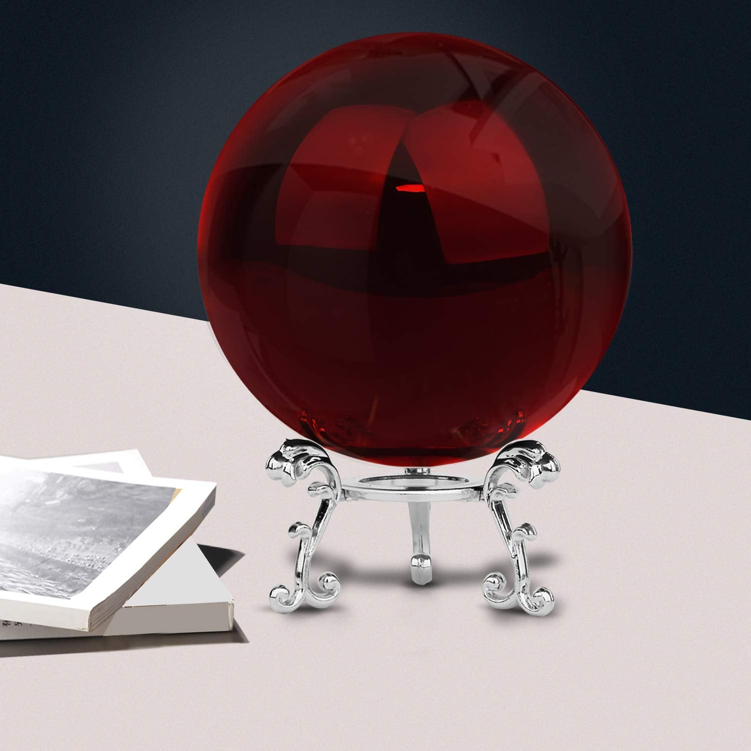 Merrynine 80Mm/3.15'' Top K9 Crystal Ball With Stylish Metallic Stand And Microfiber Clean Cloth, Decorative And Photography Acc