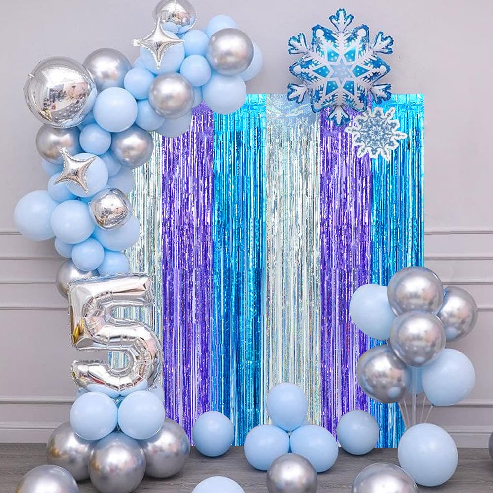Beishida 3 Pack Streamers Fringe Foil Curtain Backdrop Curtain, Tinsel Curtain Wall Door Party Streamers For Birthday Party Deco