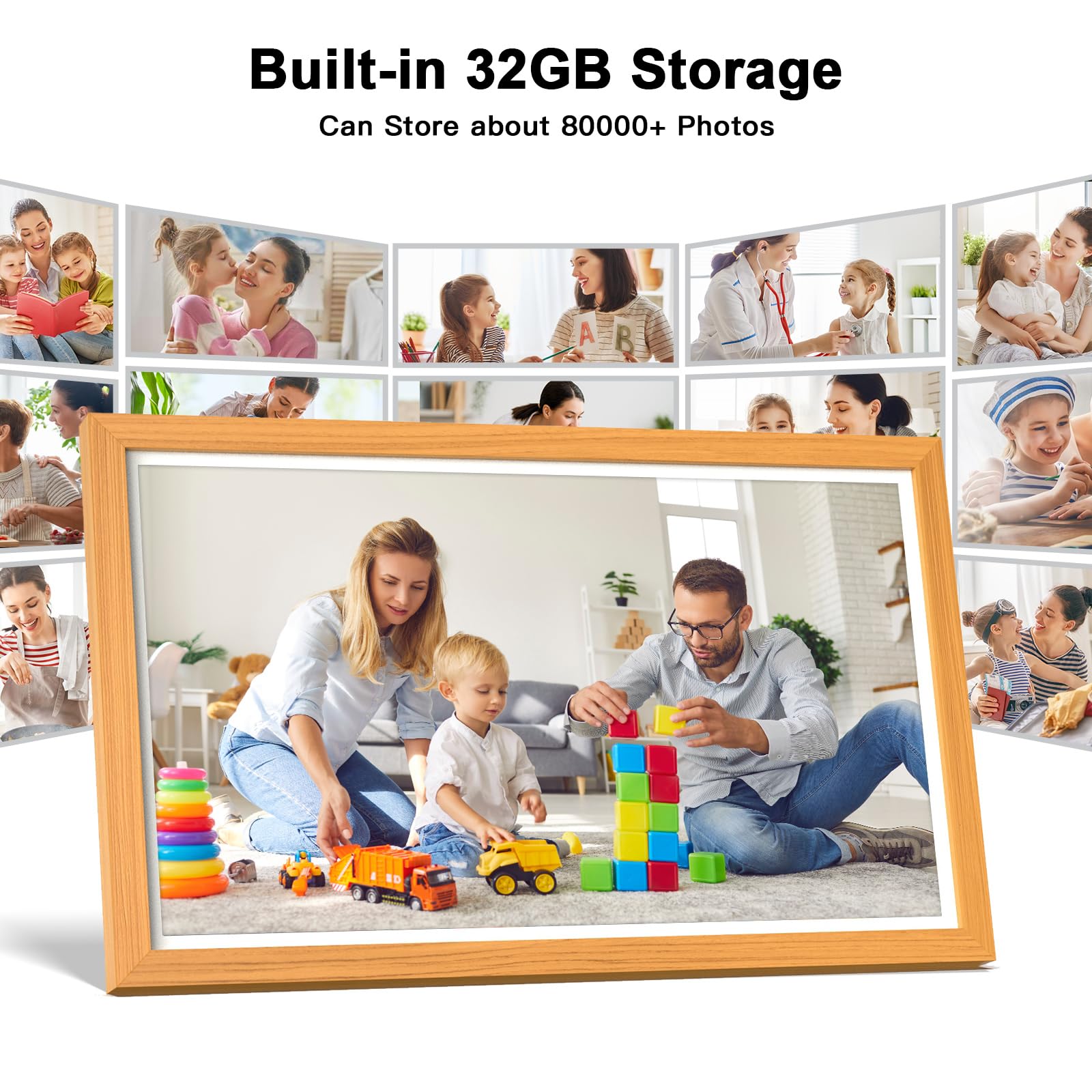 21.5 Inch Digital Picture Frame Dual Wifi Digital Photo Frame   1080P Video Playback, Smartphone Syn Screen, 32Gb, Share Photo V