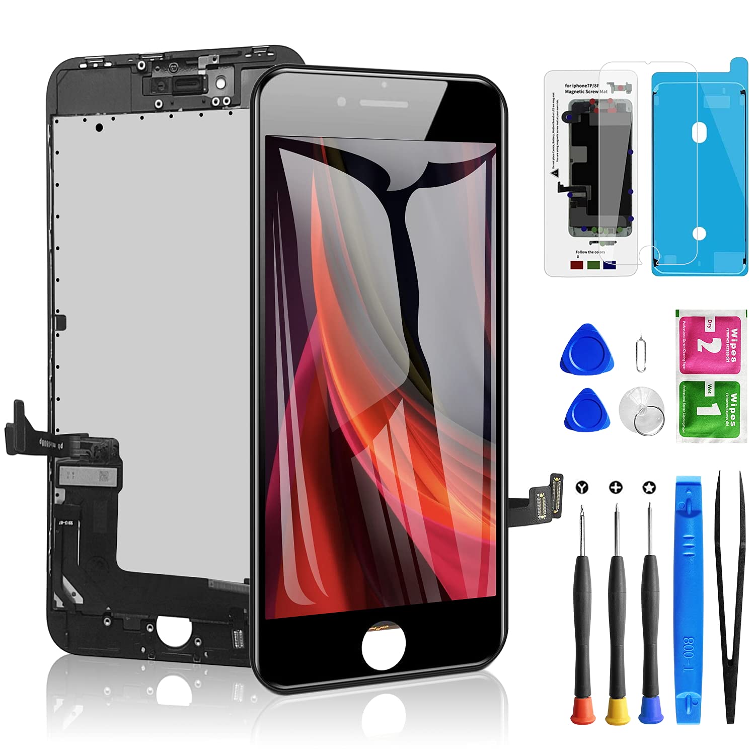For Iphone 8 Plus Screen Replacement Black 5.5 Inch, Diykitpl 3D Touch Lcd Digitizer Display For Iphone 8 Plus, With Repair Tool