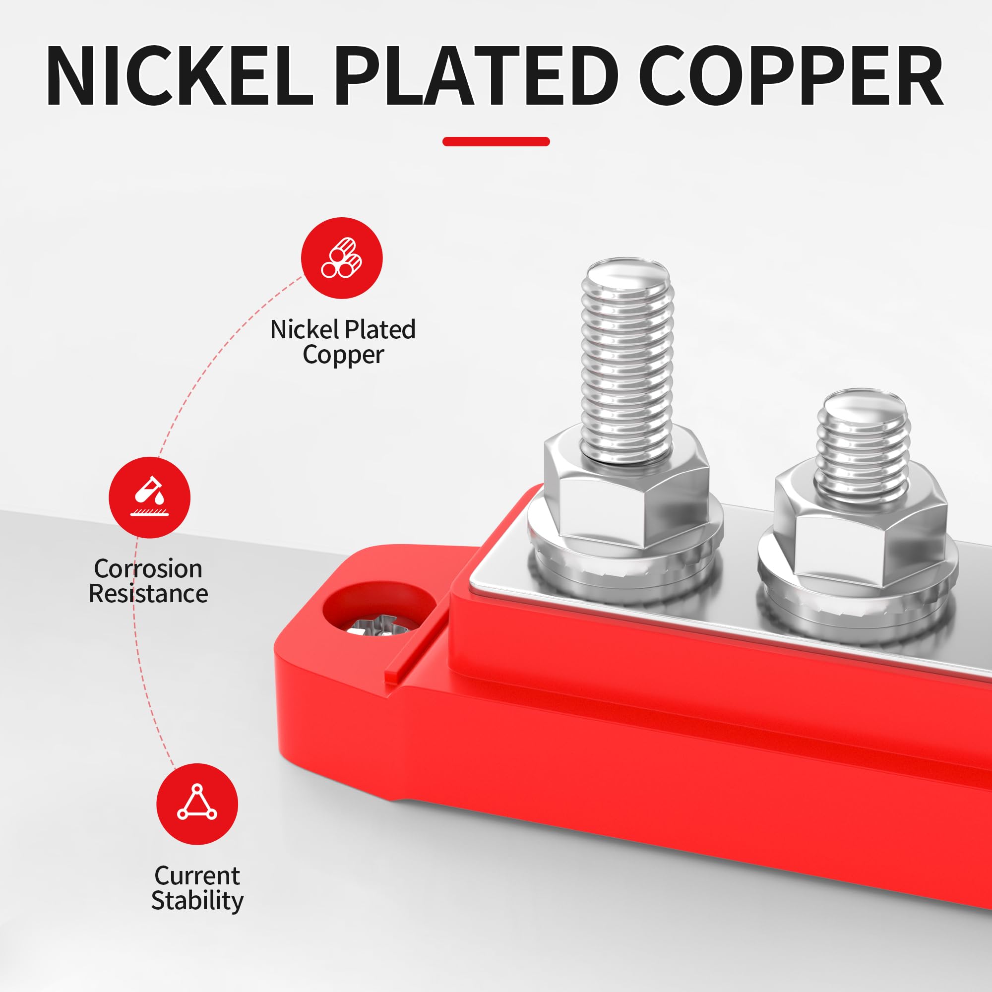 Rvboatpat 150A Power Distribution Block 12V Bus Bar 6 X 5/16'' Terminal Stud Positive & Ground Battery Bus Bar For Marine Boat A