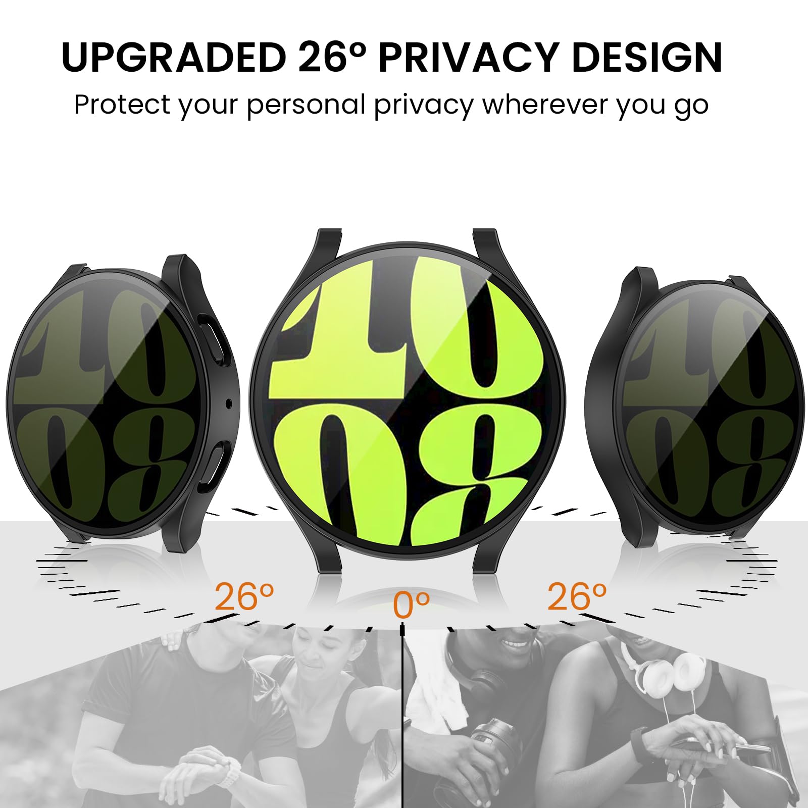 Tensea [1Pack] For Samsung Galaxy Watch 6 2023 Screen Protector Case 44Mm Accessories, Protective Face Cover For 44 Mm, Hard Bum