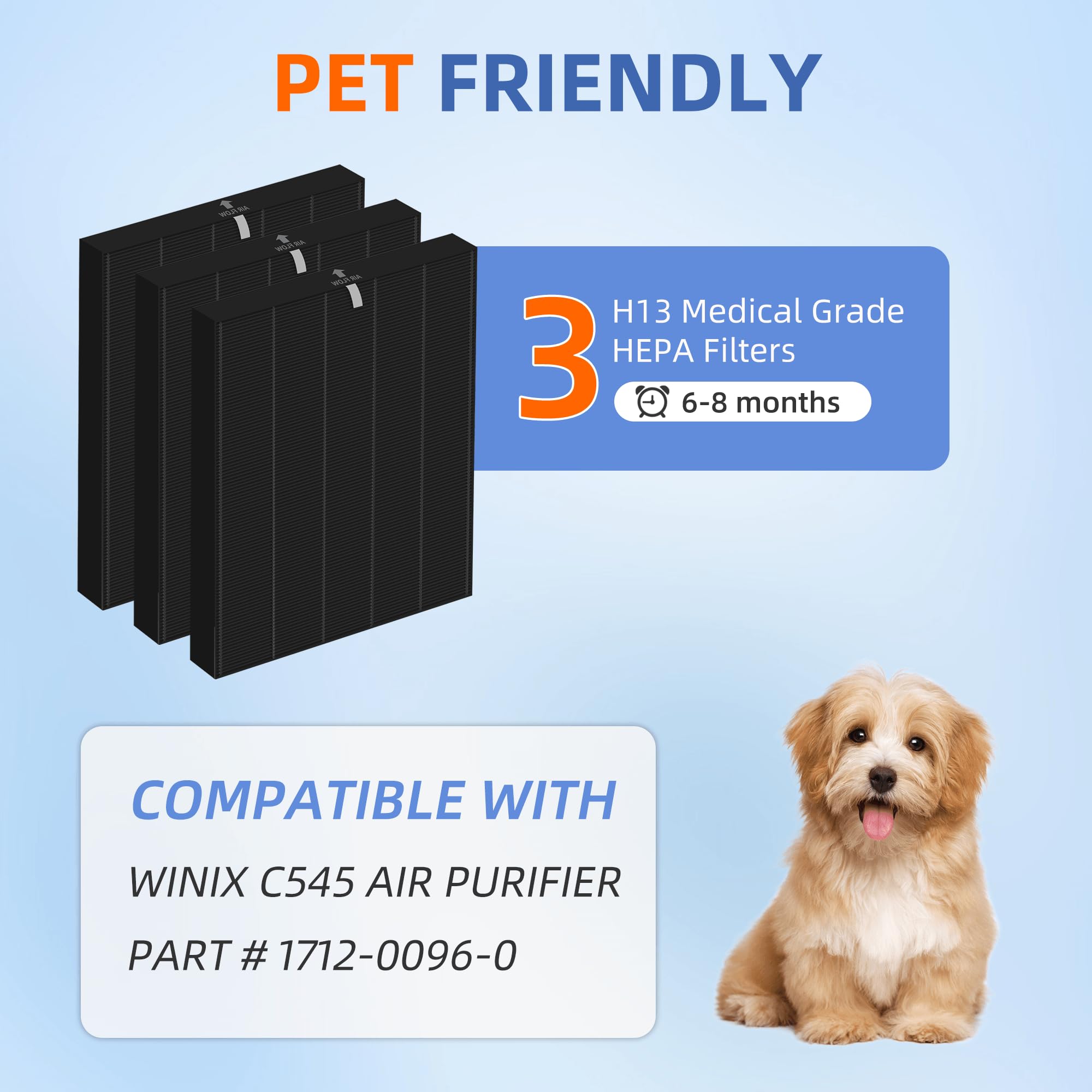 C545 Hepa Smoke Remover Replacement Filter S For Winix C545 Air Purifier,H13 Ture Hpea Filter S,Part 1712 0096 00 And 2522 0058