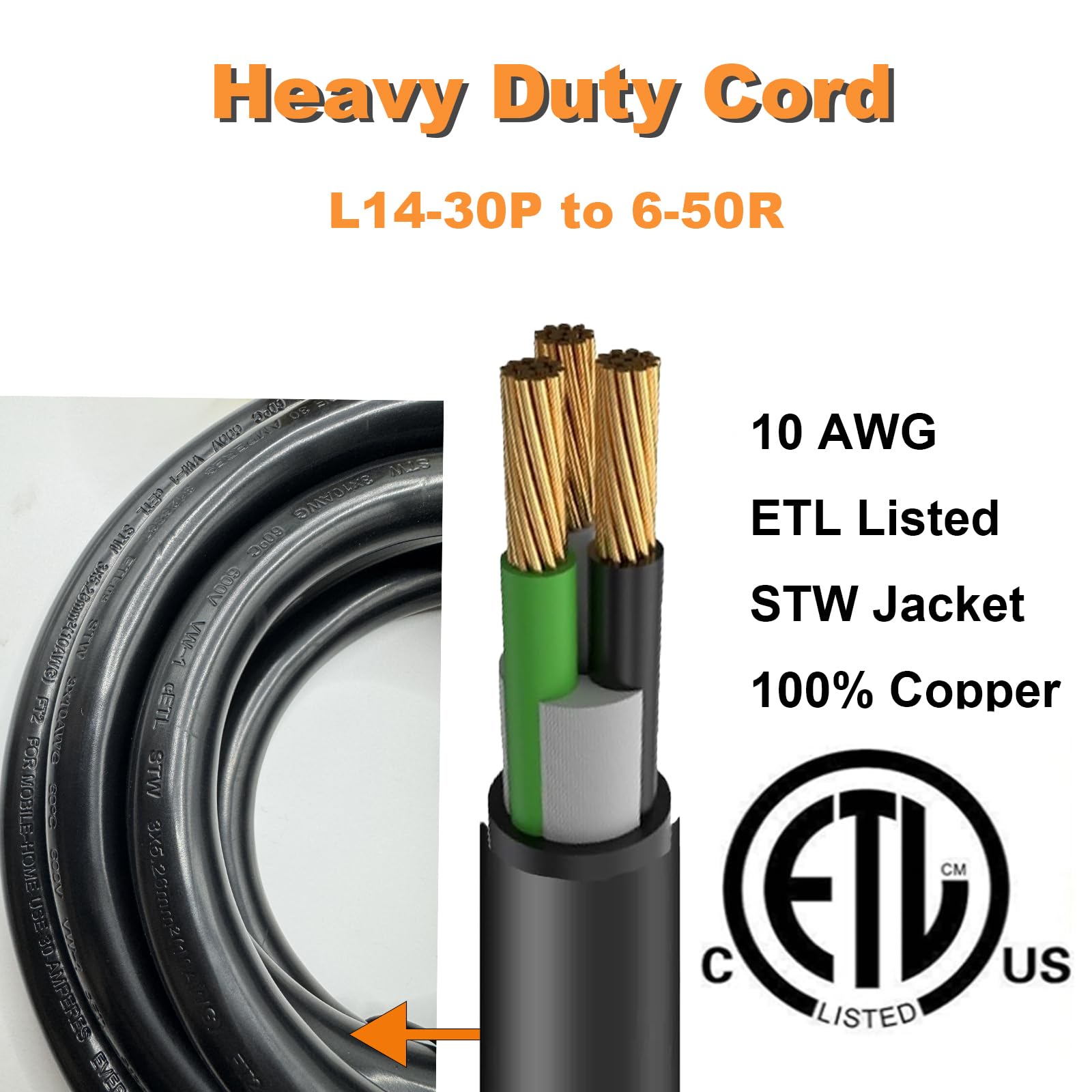 Suplevel Nema L14 30P To 6 50R Welder Adapter Plug Cord 1.5 Ft, 4 Prong 30 Amp Twist Lock Generator Male To 3 Prong 50 Amp Welde