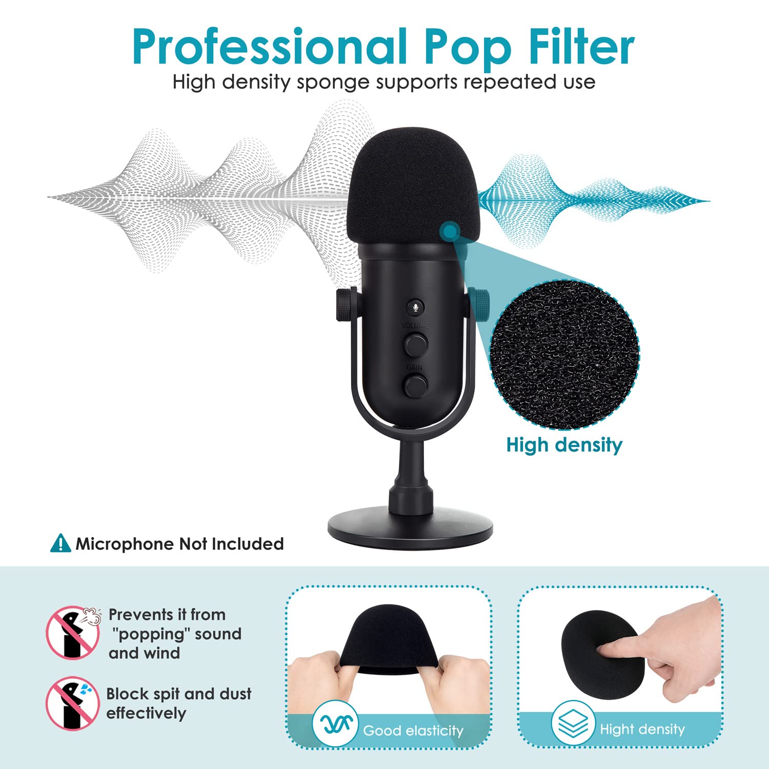 Seiren V2 X Foam Cover or Razer Seiren V2 Pro Mic Pop Filter, Mic Cover Compatible with Razer Seiren V2 Pro and Razer Seiren V2 X USB Microphones, Block POPS by YOUSHARES