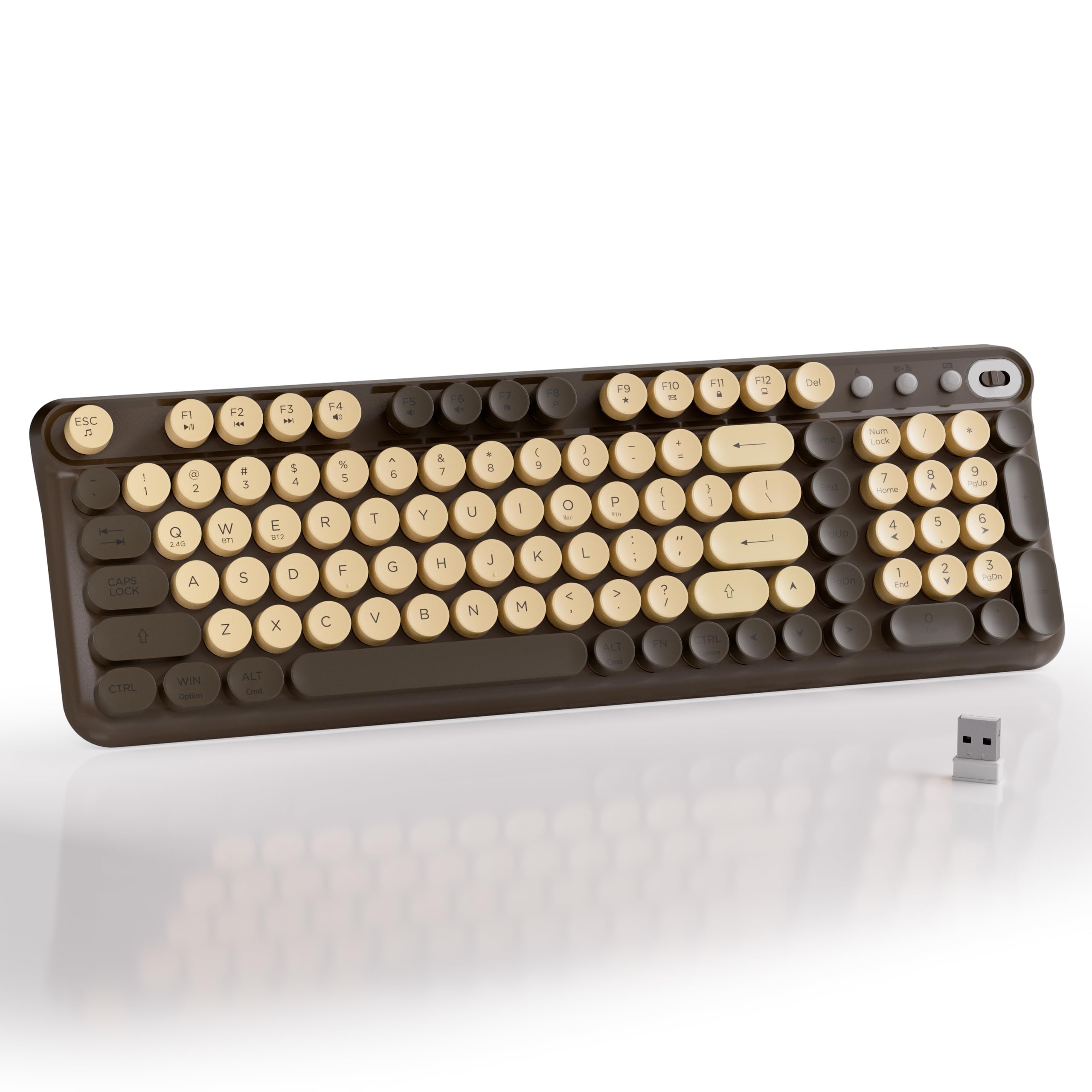MPTOG Bluetooth Wireless Computer Keyboard (Coffee)