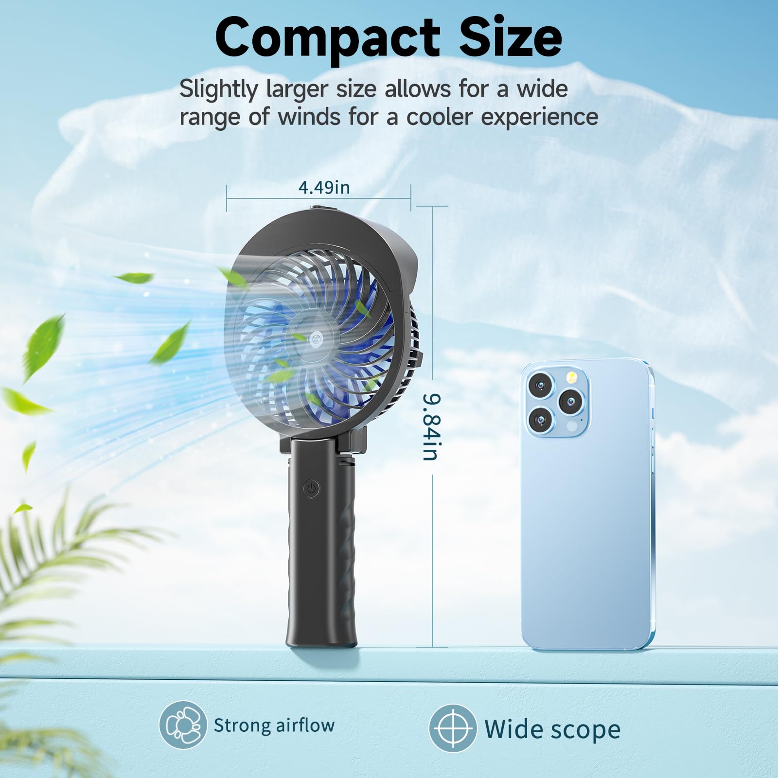 Handfan Personal Misting Fan, 55Ml Large Water Tank, Poratable Handheld Rechargeable Mister Fan, Battery Operated Mist Fan, 180F