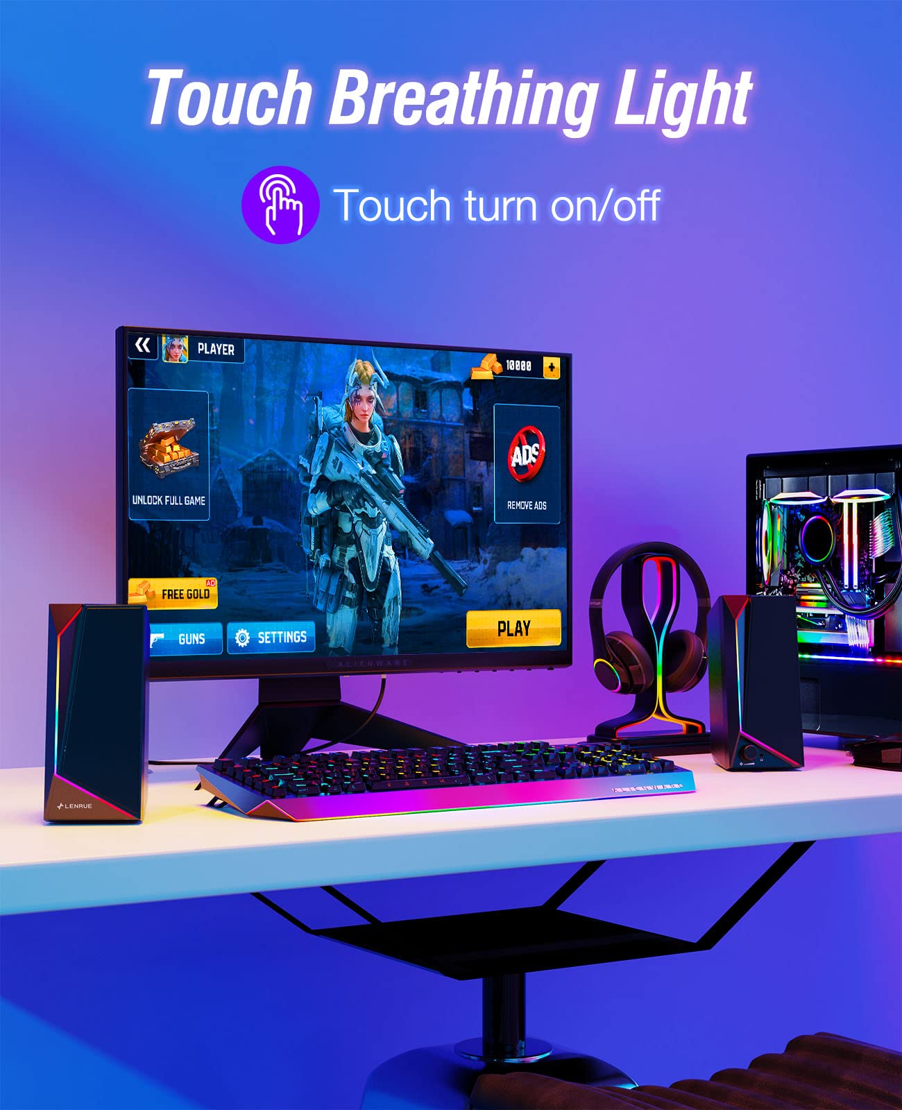 Lenrue Computer Speakers, Usb/Usb C Powered Pc Speakers With Loud Stereo Sound, Headphone In For Desktop, Imac, Macbook, Laptop, Monitor (Usb C To Usb Adapter Included)