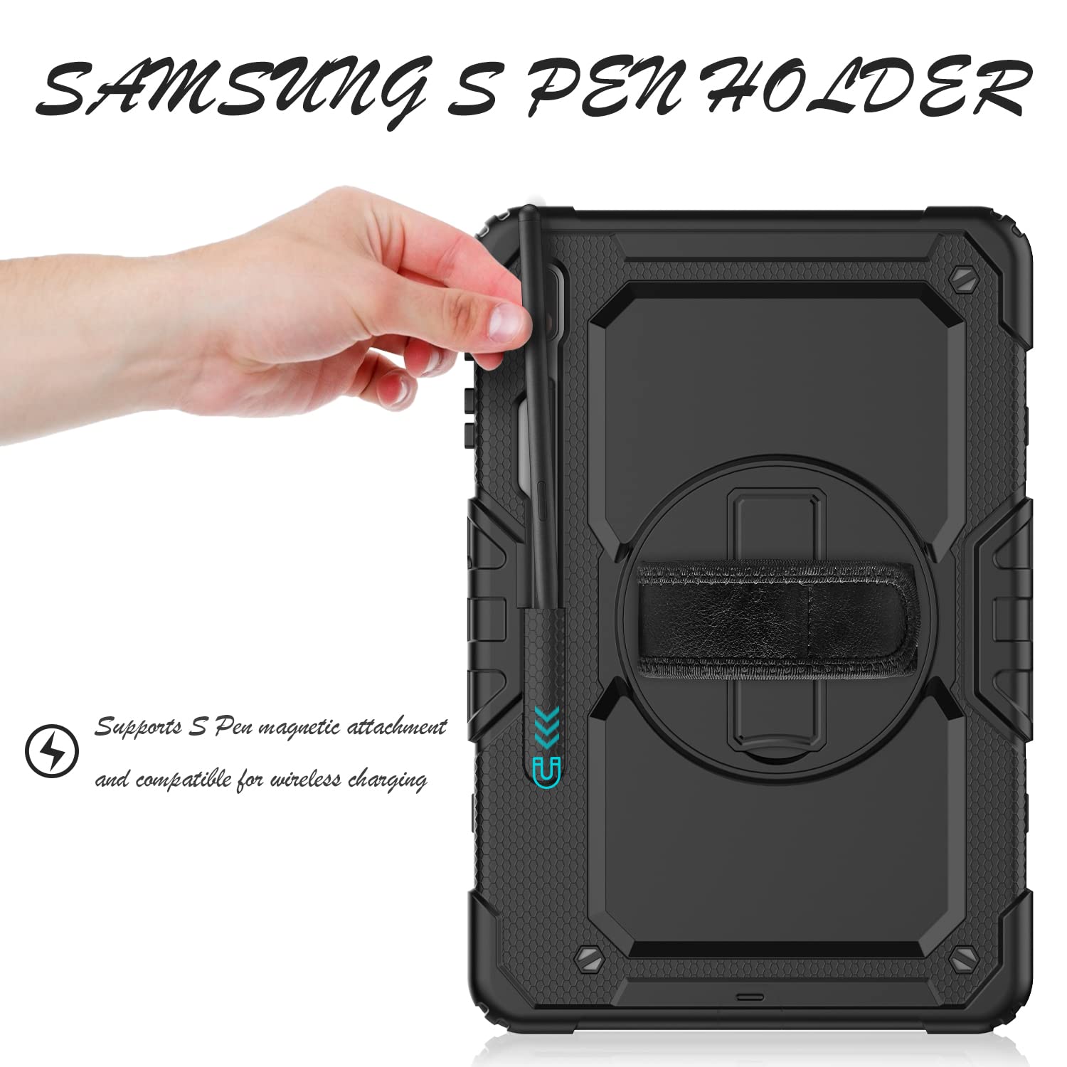 Base Mall Tablet Case For Samsung Galaxy Tab S8 Plus 2022/S7 Fe/S7 Plus 5G 12.4 Inch [With Tempered Glass Screen Protector], [Sh