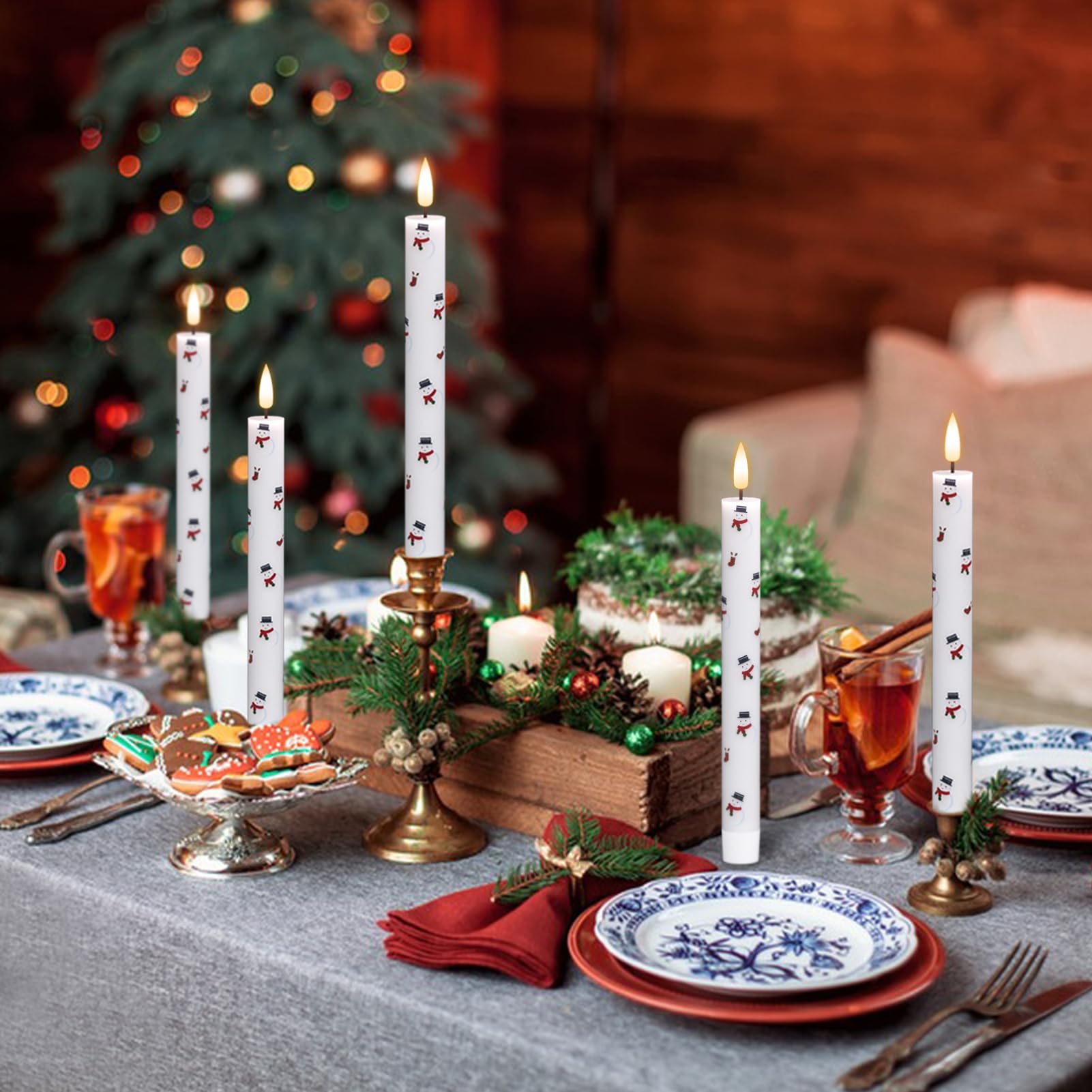 Dromance Flickering Flameless Taper Candles With Remote And Timer, 4 Pack Real Wax Battery Operated Led Taper Candles 3D Wick Pu