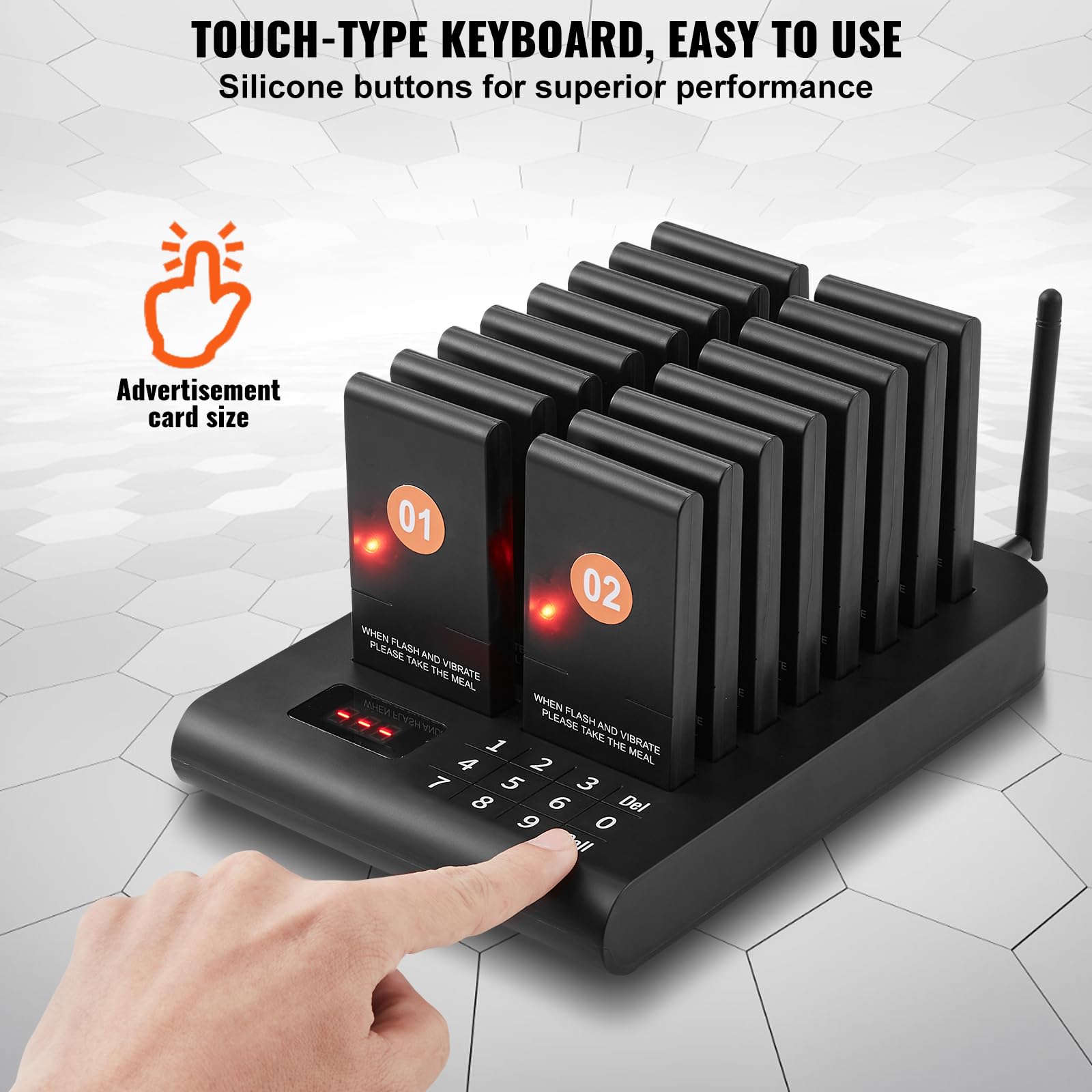 Vevor Restaurant Pager System, Wireless 500M Long Range Lineup Waiting Queue Signal, Guest Customer Calling Beepers With Vibrati