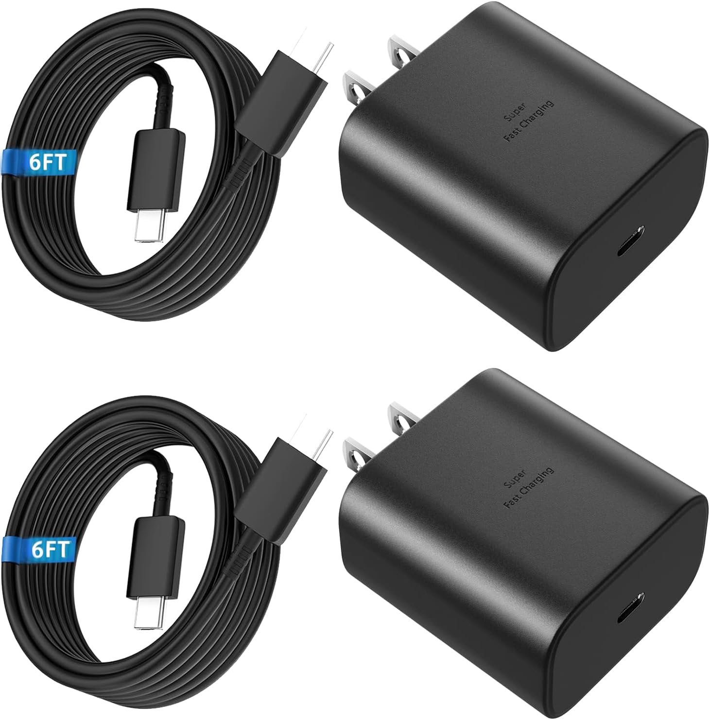 JEIBAO 45W USB C Super Fast Charger Compatible with Samsung Galaxy S25 Ultra S25+ S24 S23, iPhone 17 16 15 Pro Max - 2-Pack PPS 