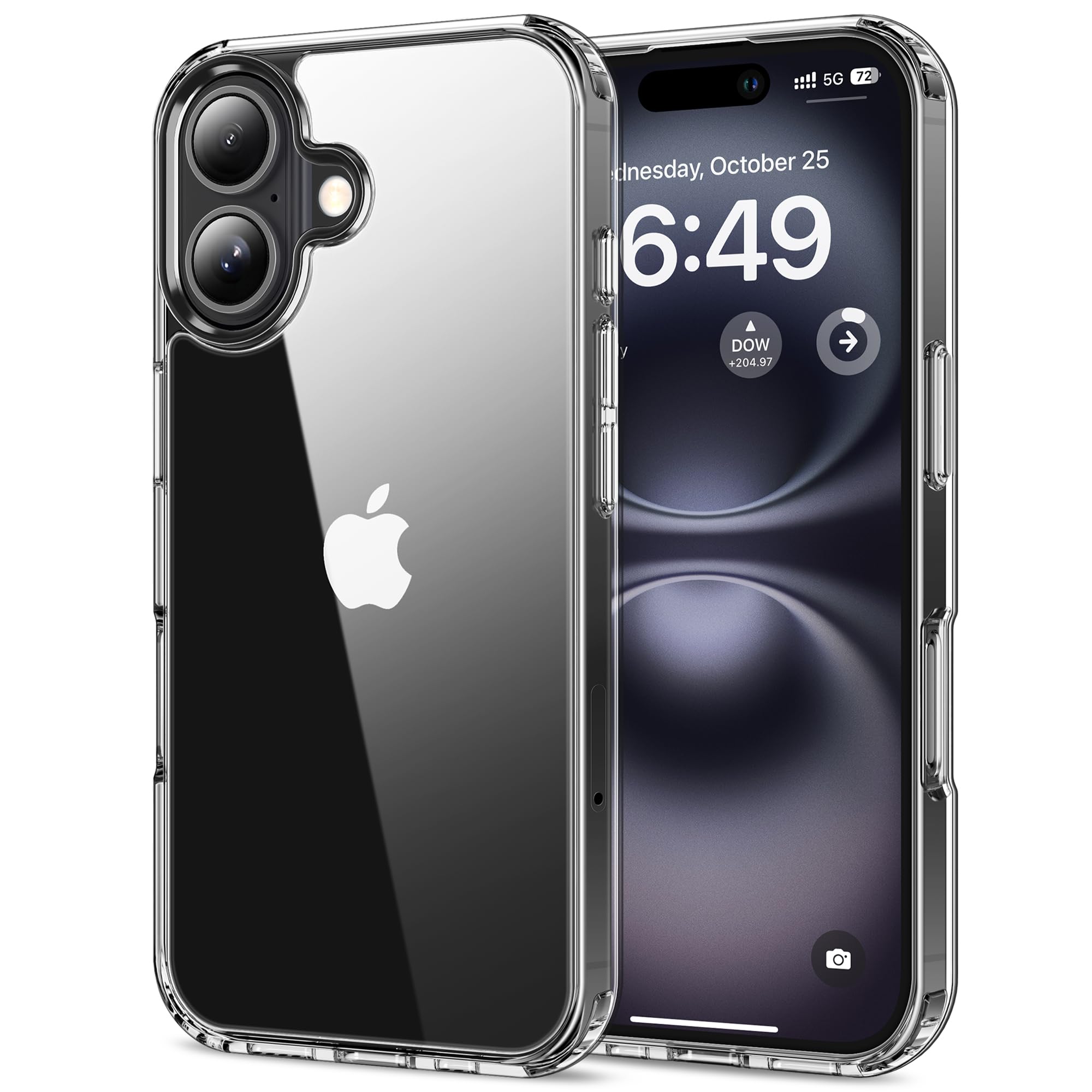 HOOMIL Case for iPhone 16 6.1-Inch, Non-Yellowing, Drop Protection, Anti-Scratch Transparent Hard Back Phone Cover - Crystal Cle