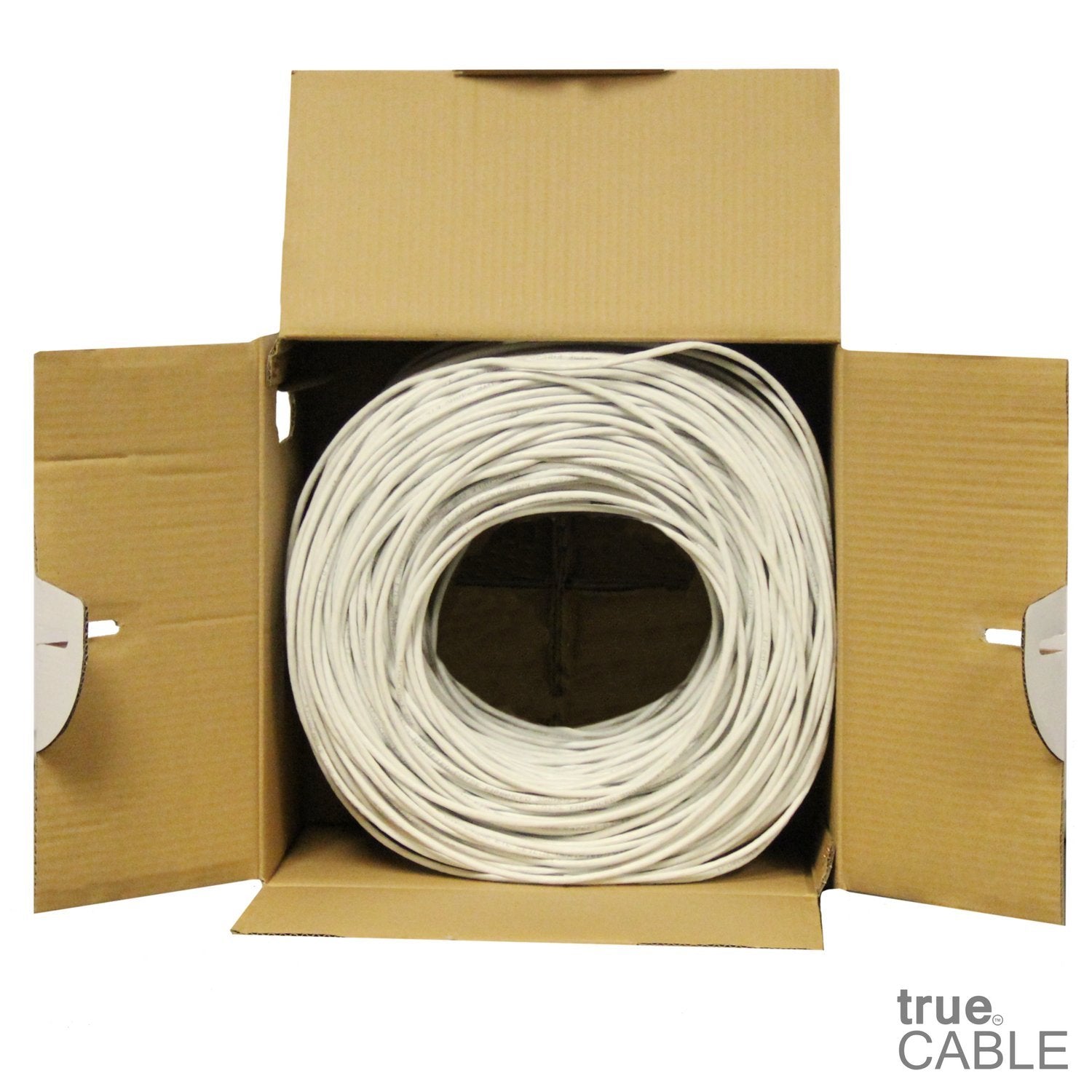 Truecable Cat5E Riser (Cmr), 1000Ft, White, 24Awg 4 Pair Solid Bare Copper, 350Mhz, Poe++ (4Ppoe), Etl Listed, Unshielded Twisted Pair (Utp), Bulk Ethernet Cable