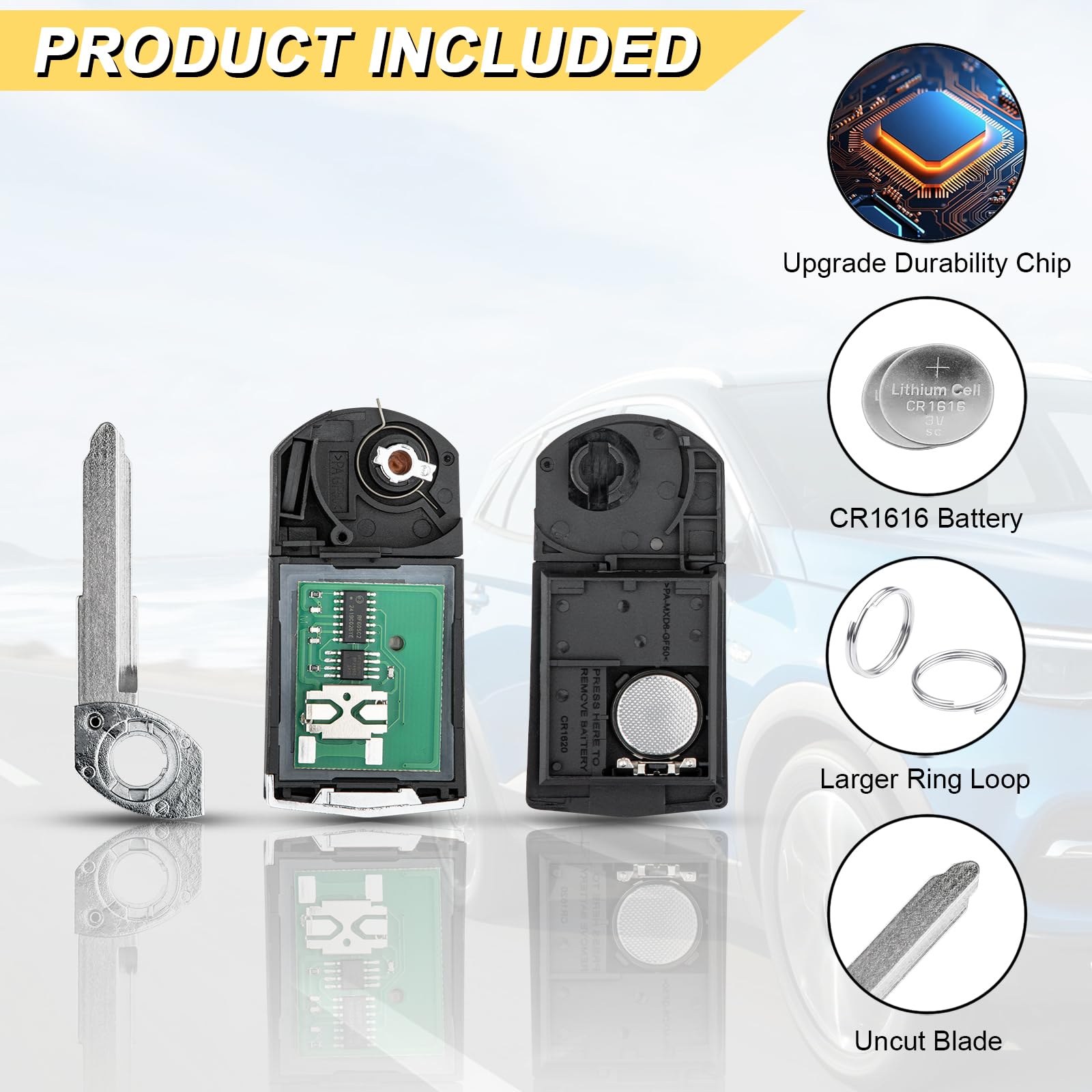 Vurkcy Key Fob Replacement For 2006-2015 Mazda Mx-5 Miata/ 10-13 Mazda 3/ 09-13 Mazda 6 Car Keyless Entry Remote Control, Bgbx1T