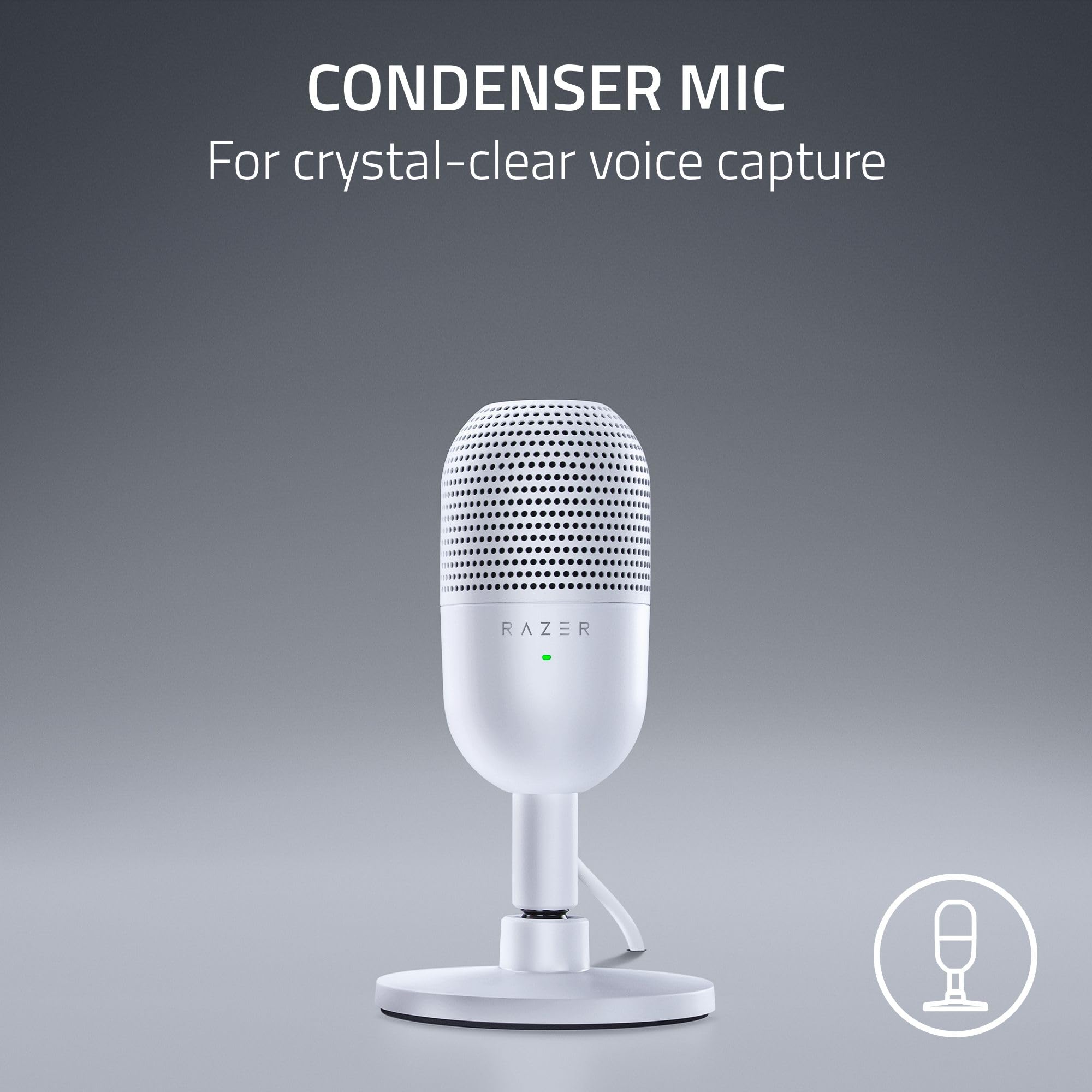 Razer Seiren V3 Mini Usb Microphone: Condenser Mic   Supercardioid Pickup Pattern   Tap To Mute Sensor With Led Indicator   Shoc