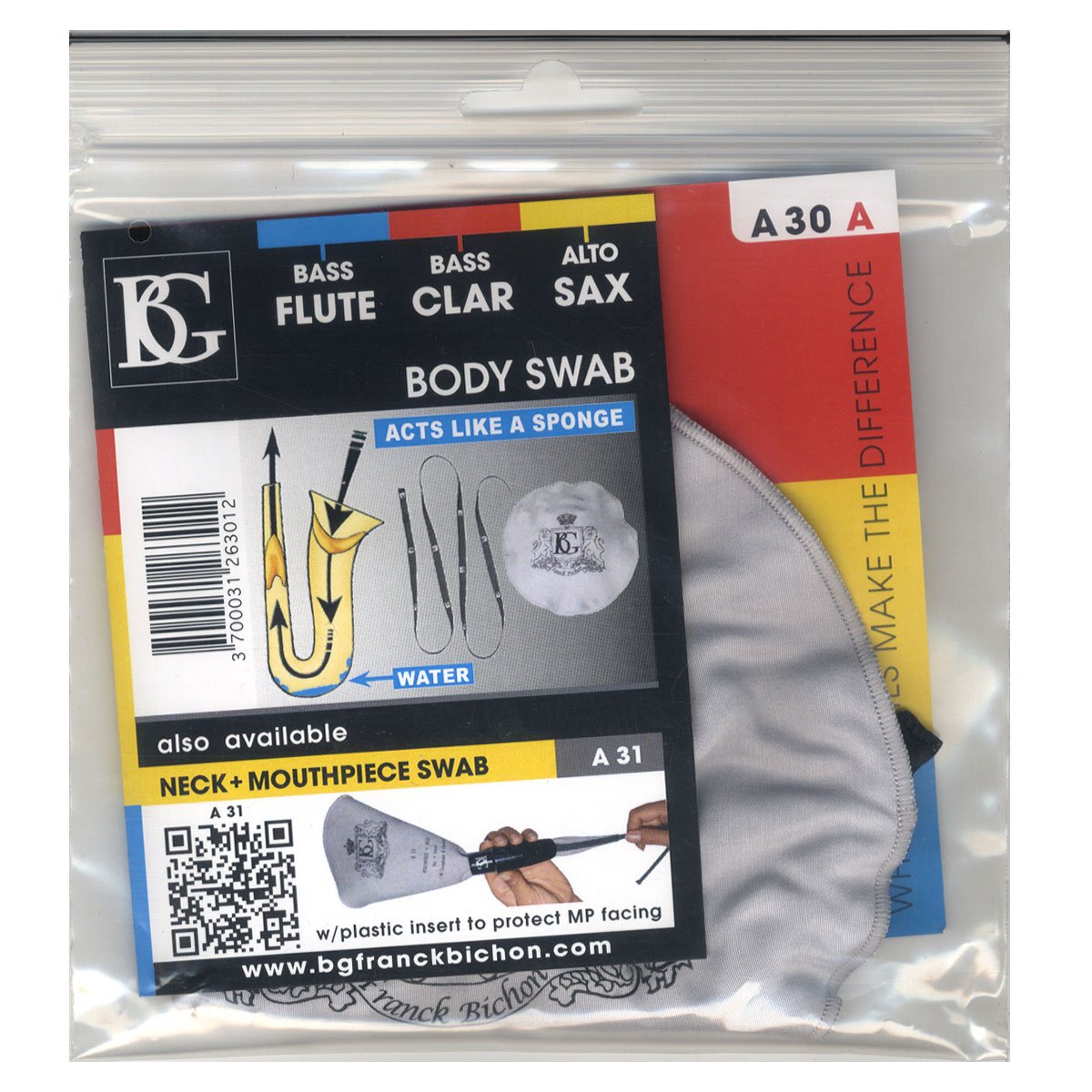Bg(0002698761) Bg A30A Instrument Swab For Alto Sax & Bass Clarinet Saxophone Cleaning And Care Product (A30A)
