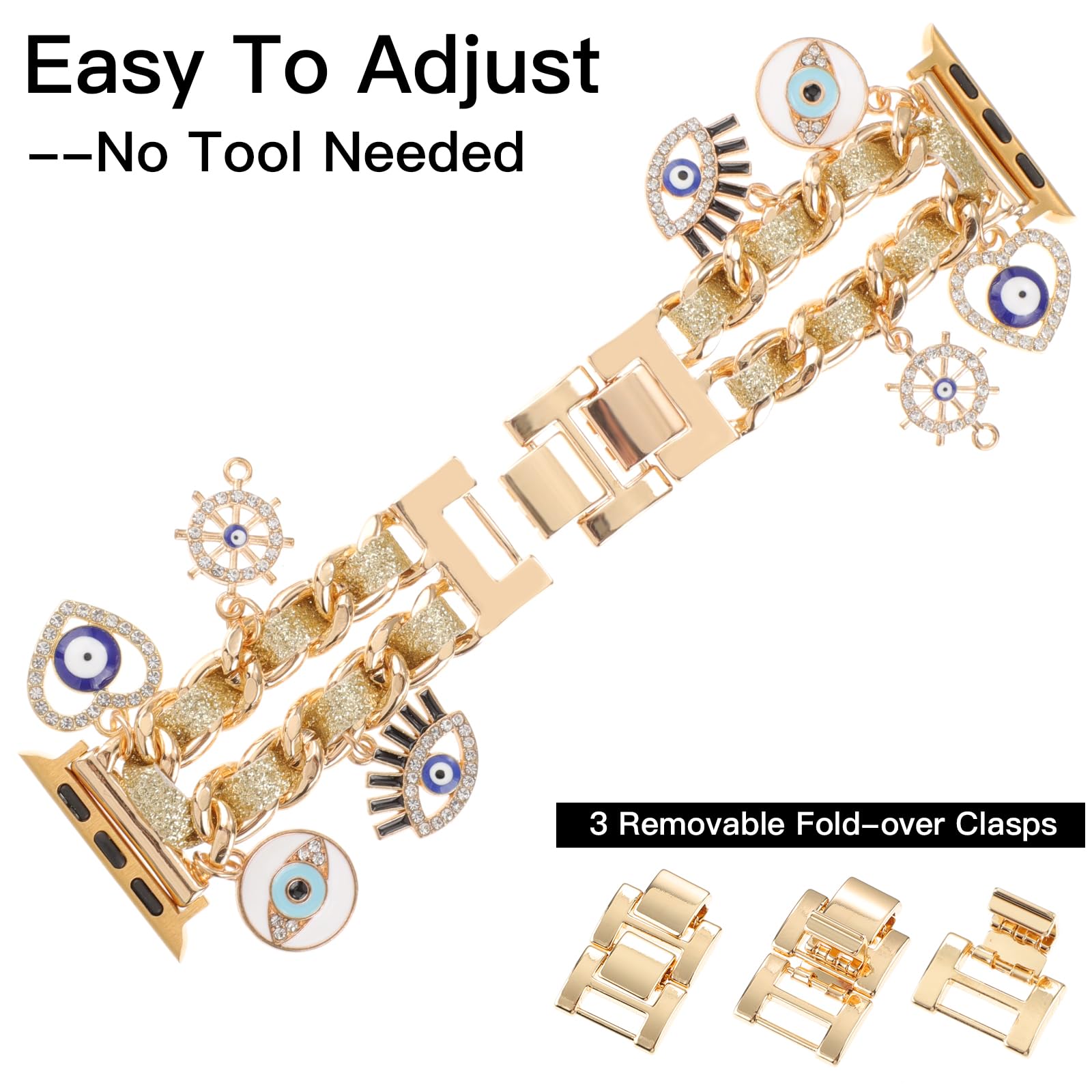 Realsign Women'S Zinc Watch Band, Compatible With Apple Watch 38Mm 41Mm, Gold, Adjustable