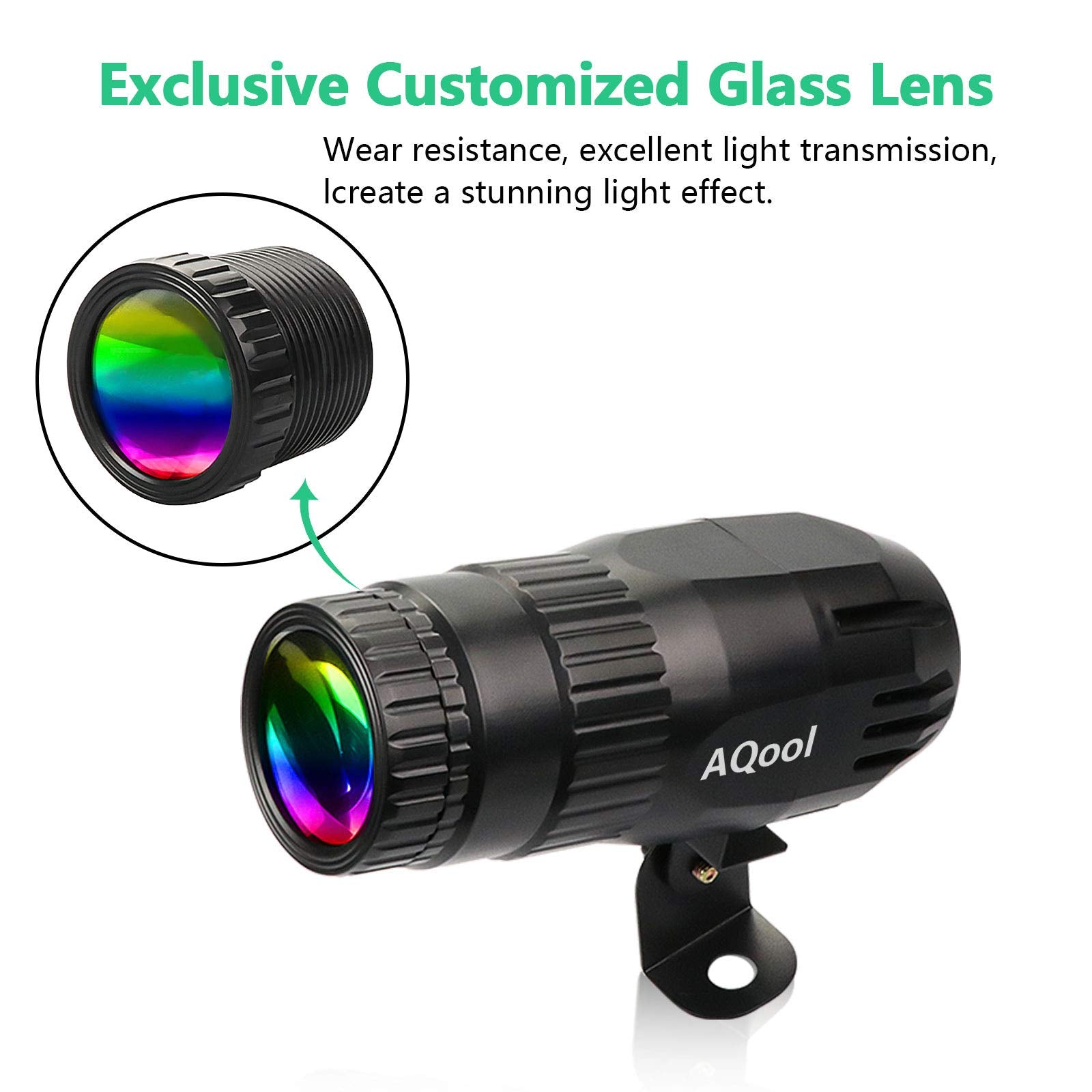 AQOOL Pinspot Light - Mini 15W RGBW LED Beam Spotlight, Remote Control, Green, Model VES600 for DJ, Disco, Dance Parties, Weddings