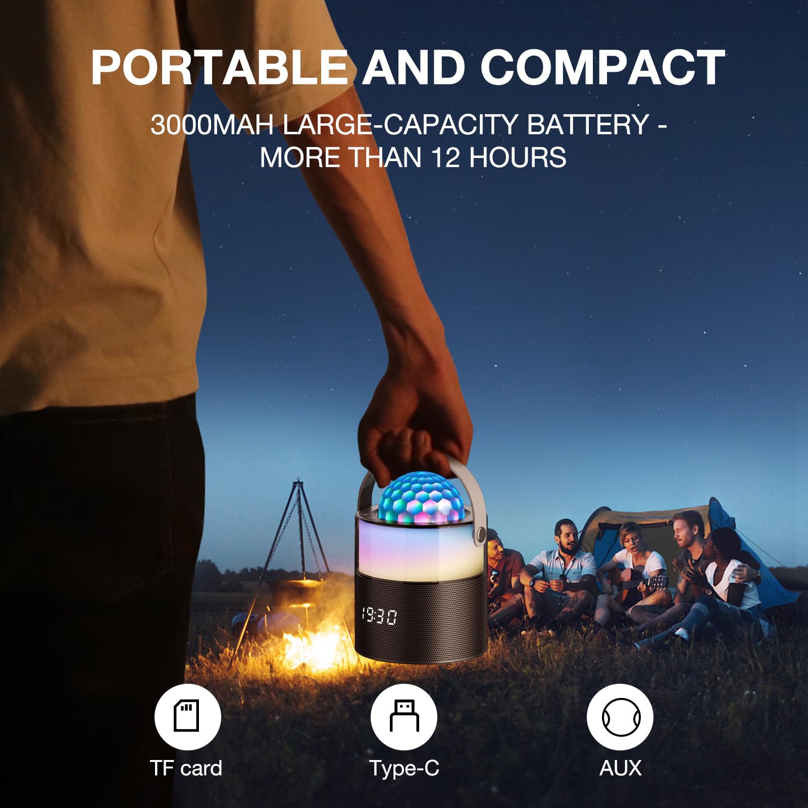 Momoho Mini Karaoke Machine For Kids Adults With 2 Wireless Mics Mini Portable Bluetooth Speaker Wireless Singing Machine, Disco