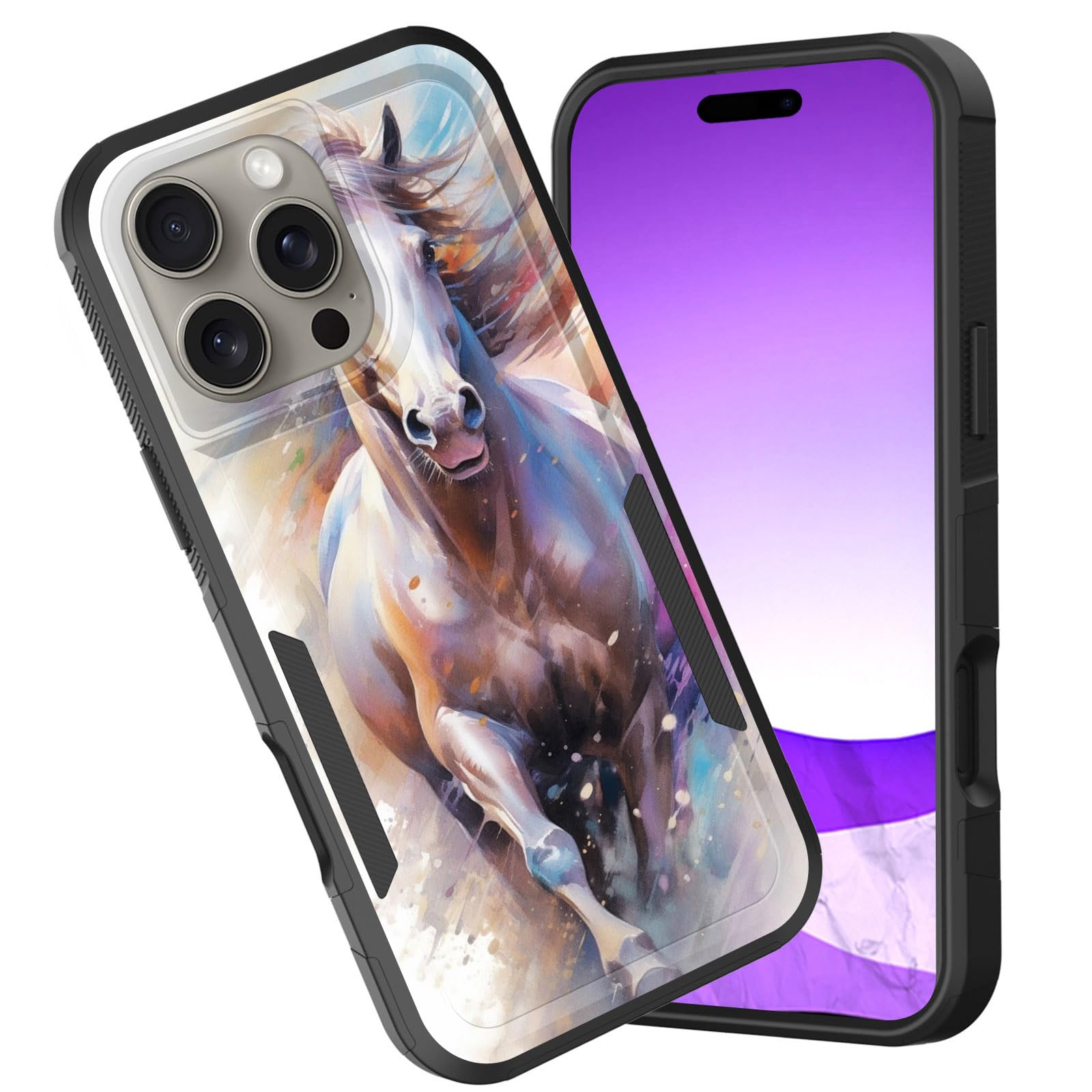 Cicplkse For Iphone 16 Pro Max Case,Dual Layer Heavy Duty Hybrid Shockproof Hard Pc Soft Silicone Tpu Bumper Protective Cover Ca