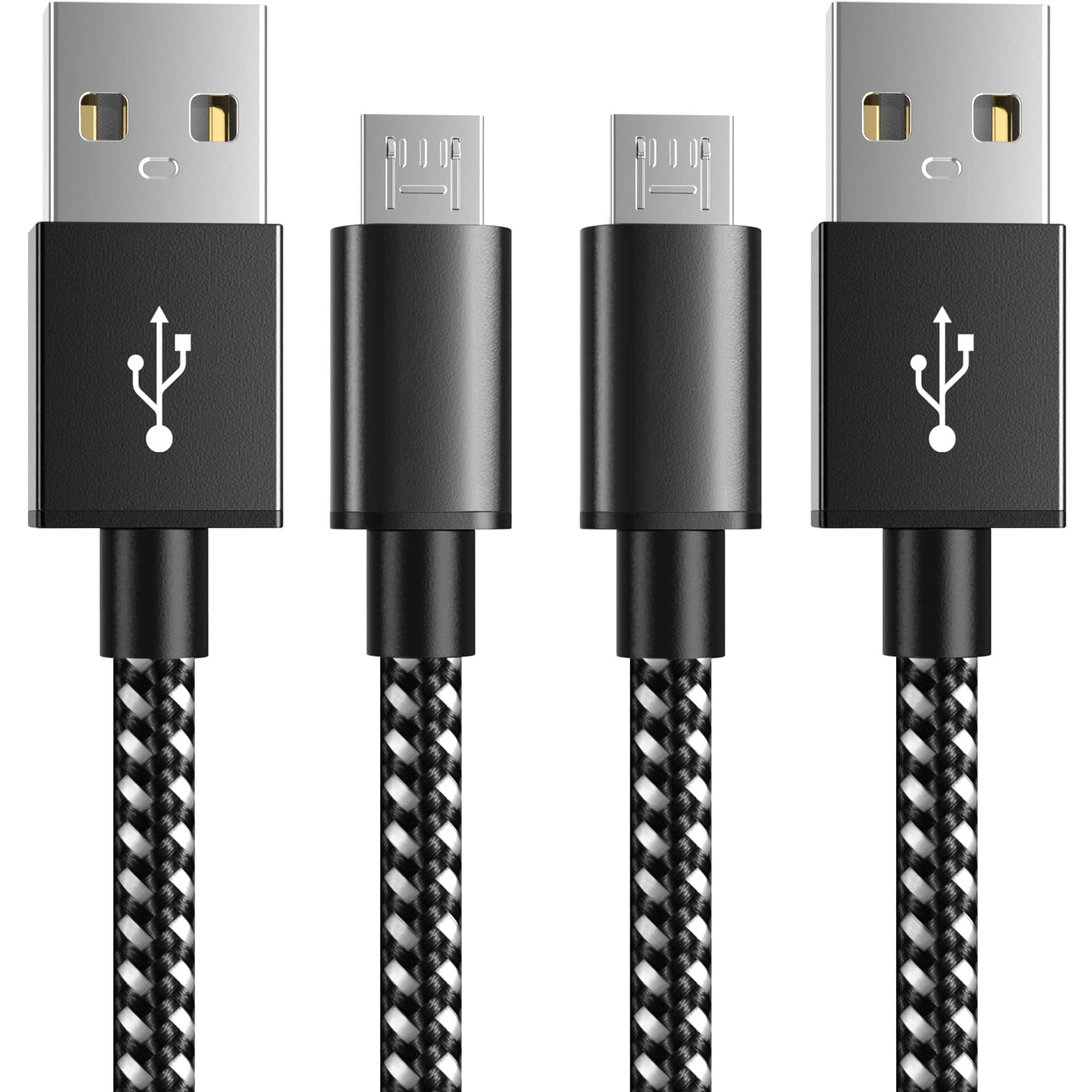 6amLifestyle PS4 Charger Cable for Controller, 2 Pack 10ft Micro USB Nylon Braided Cord, Micro USB Wire for PlayStation 4, Cable