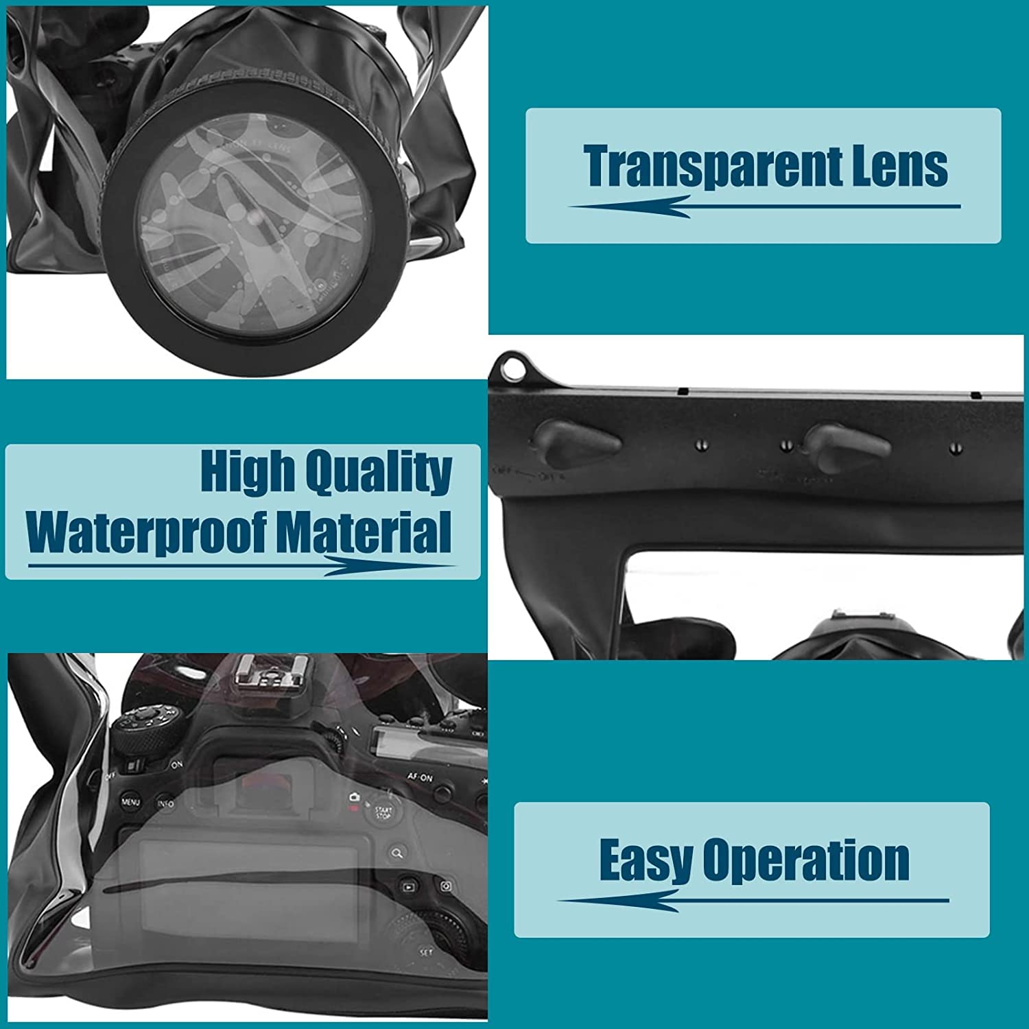 Universal Waterproof Dving Case Bag,20M Portable Underwater Photograpy Housing Cage For Canon Dslr Cameras Waterproof Dving Case(Black)