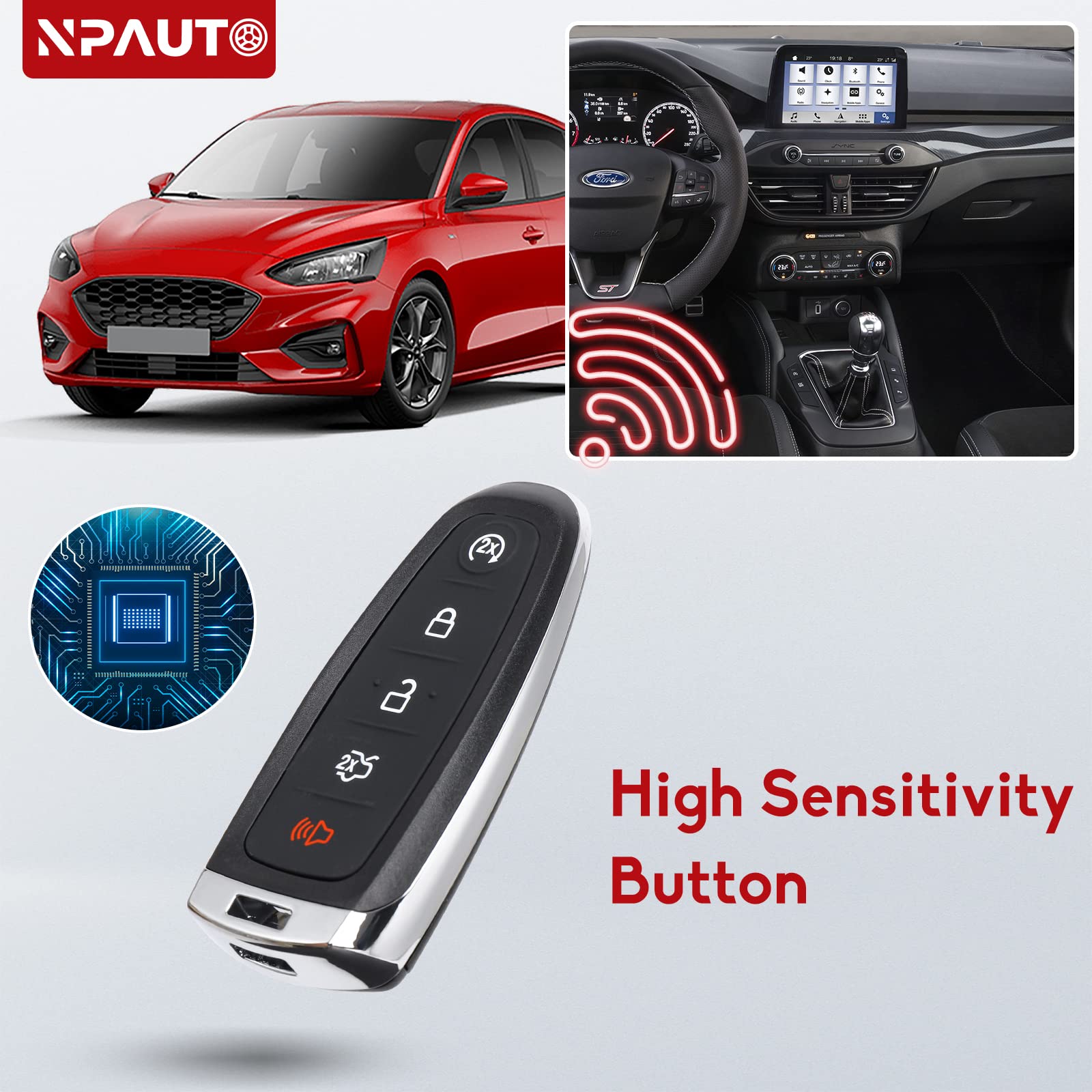 Npauto 2Pcs Key Fob Replacement For Ford Explorer Edge 2011 2015 Taurus Flex 2013 2019 Focus Expedition Lincoln Mkx Mkt Mks Navi