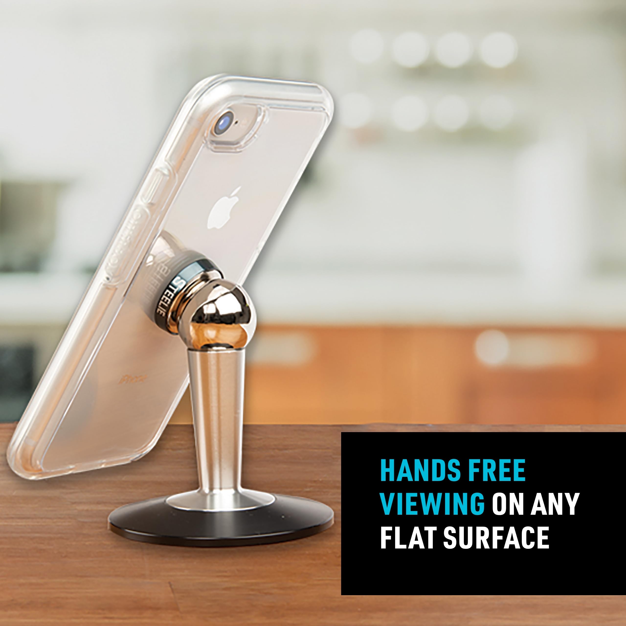 Nite Ize Steelie Pedestal Mount - Tabletop Stand Compatible With Magsafe Iphones & Tablets - Magnetic Desk Phone Mount - Phone H
