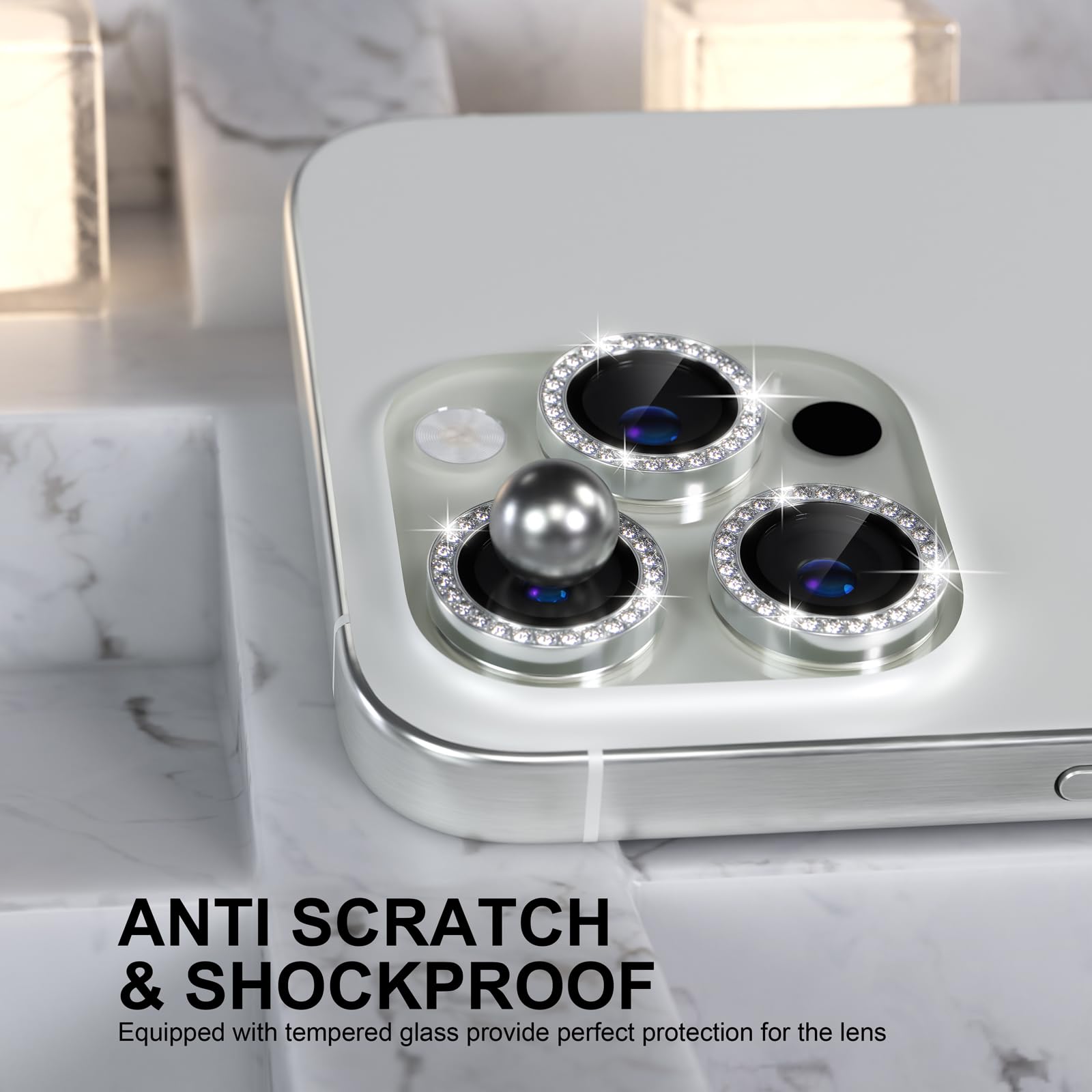 Choiche Compatible For Iphone 16 Pro/Iphone 16 Pro Max Camera Lens Protector Bling, 9H Tempered Glass Camera Cover Screen Protec