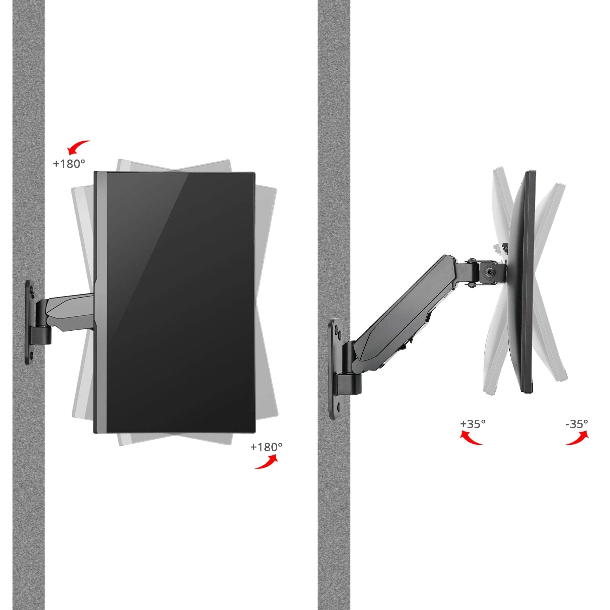 Siig Aluminum Gas Spring Full Motion Ergonomic Single Arm Monitor Wall Mount   Heavy Duty Holds 17'' To 32'' Screen, Up To 17.6L