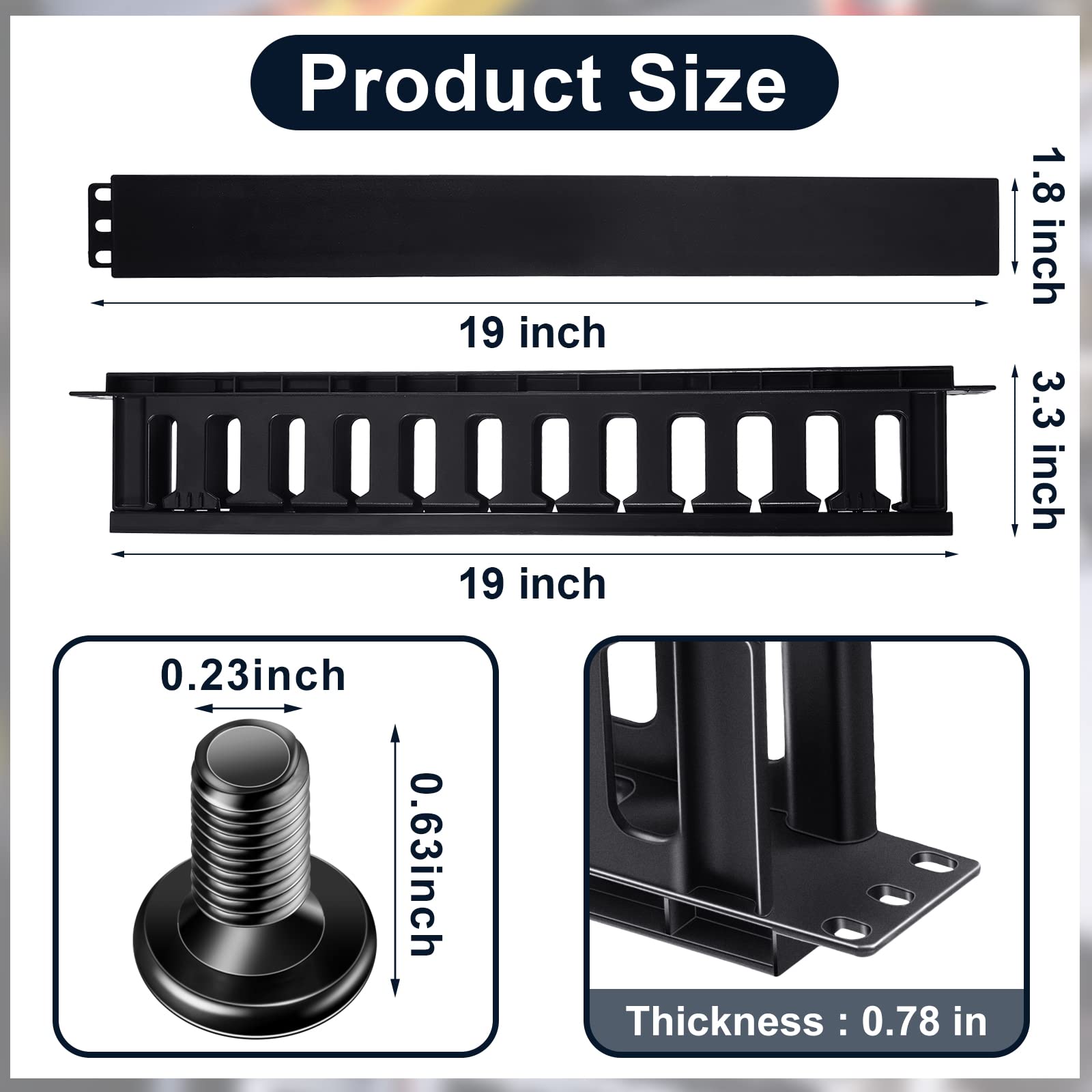 4 Packs 1U Rack Cable Management Sleeves Horizontal Rack Mount Cable Management 12 Slot Cable Management Clips Cable Rack With P