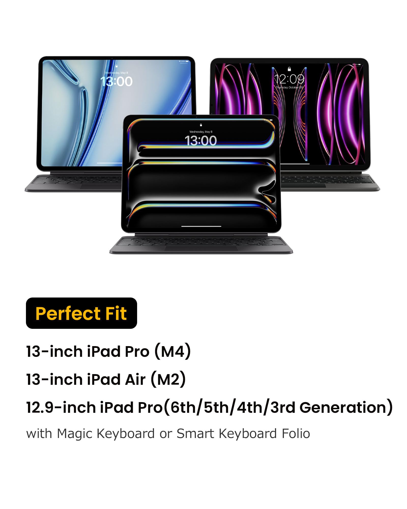 Tomtoc 360 Protective Tablet Sleeve For Ipad Pro 13 Inch (M4) 2024, Ipad Air 13 Inch (M3/M2) 2025, Ipad Pro 12.9 In (6Th/5Th/4Th/3Rd Generation) With Magic Keyboard, Water Resistant Ipad Case Bag