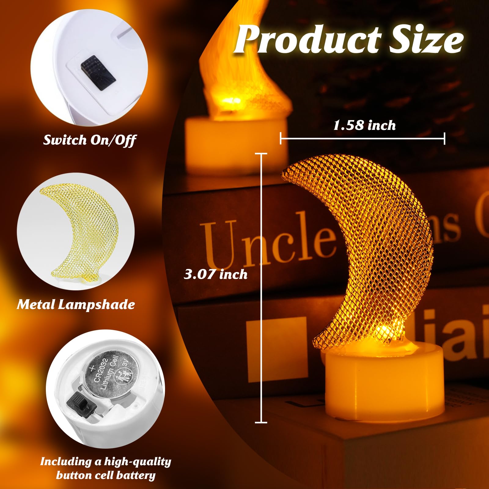 6Pcs Star Tea Lights Candles(Ironwork),Led Flameless Candles Battery Operated For Holiday Gifts,Led Mini Electric Faker Votive T