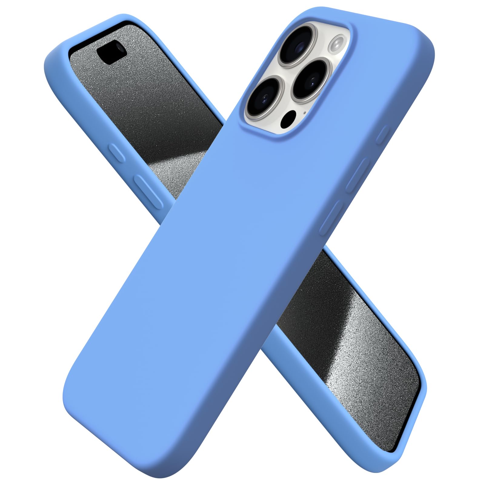 Ornarto Compatible With Iphone 15 Pro Case 6.1'', Liquid Silicone 3 Layers Full Covered Soft Gel Rubber Cover, Shockproof Protec